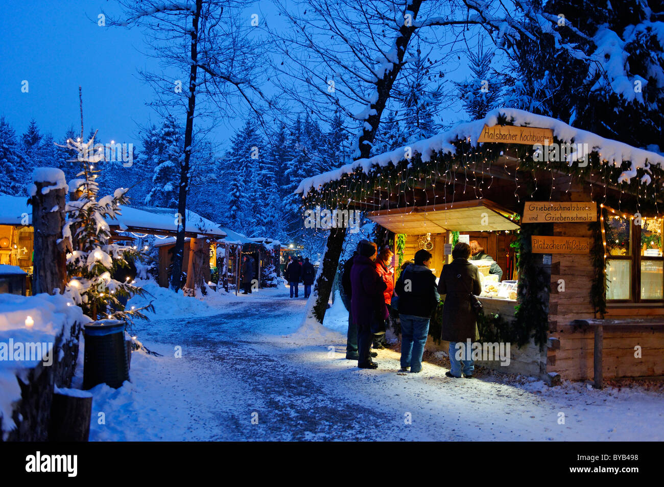 Christmas market at the Waldbuehne, forest stage, Halsbach, Upper