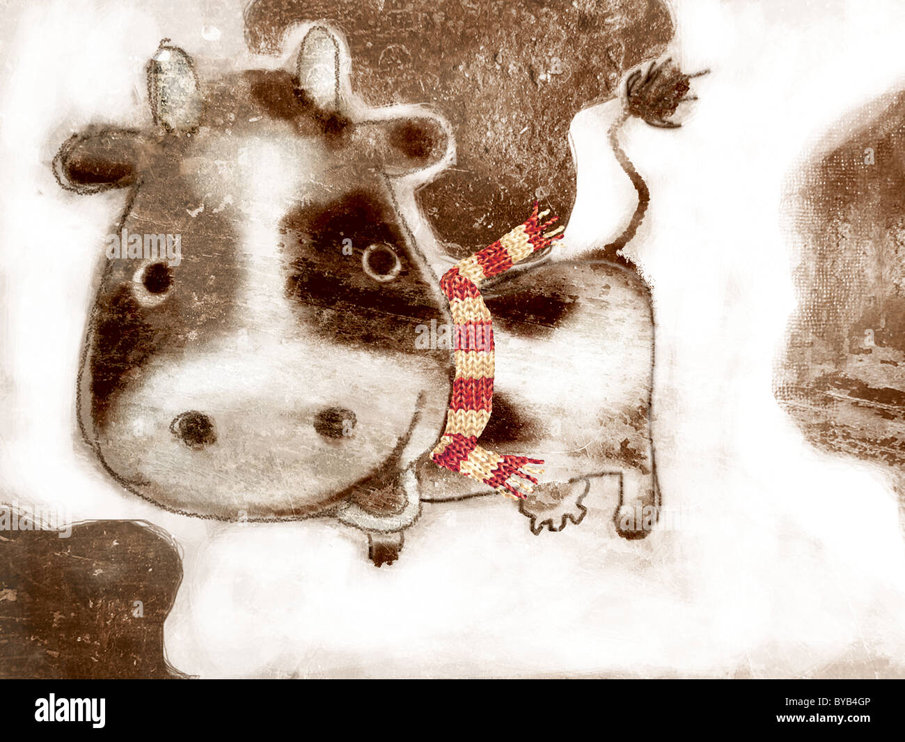 A cow wearing a scarf Stock Photo - Alamy