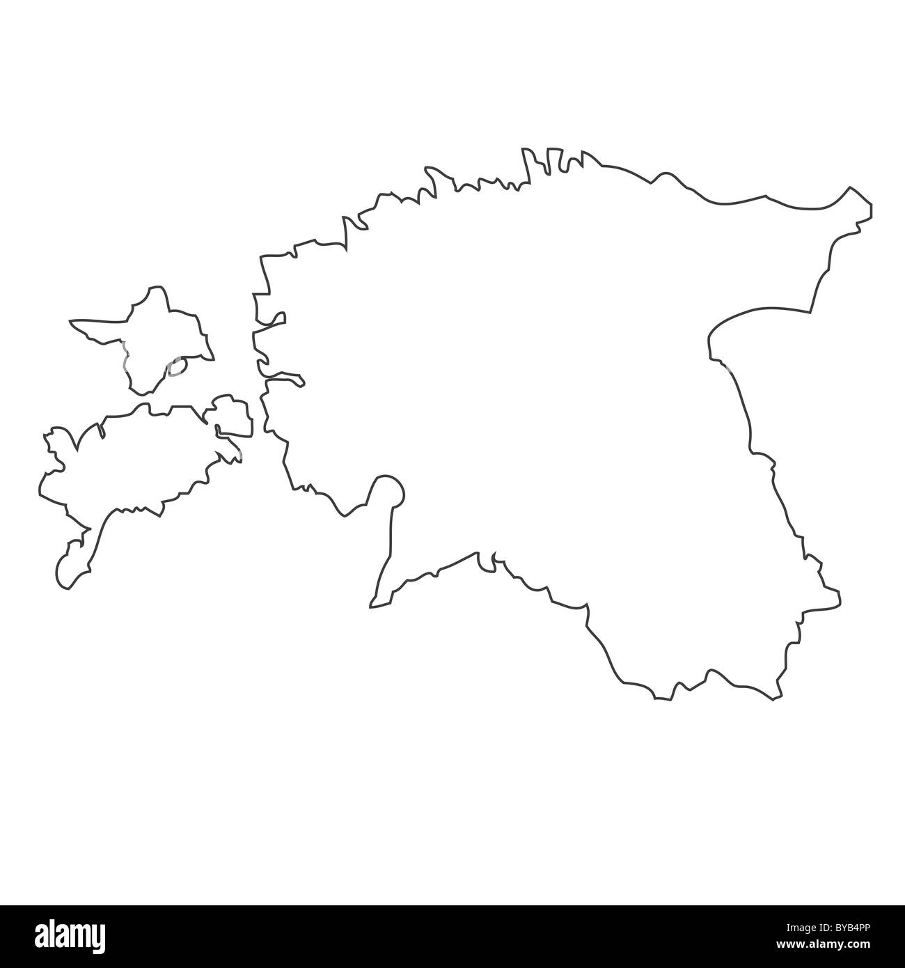 Outline, map of Estonia Stock Photo