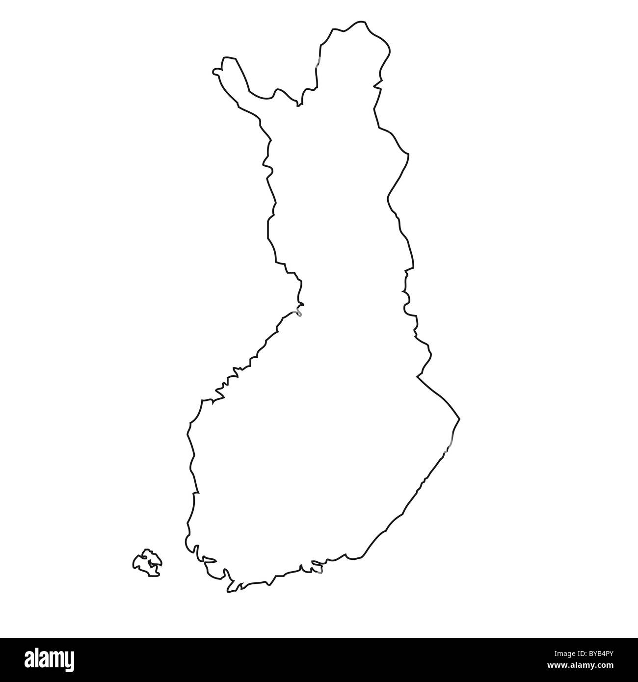 Outline, map of Finland Stock Photo