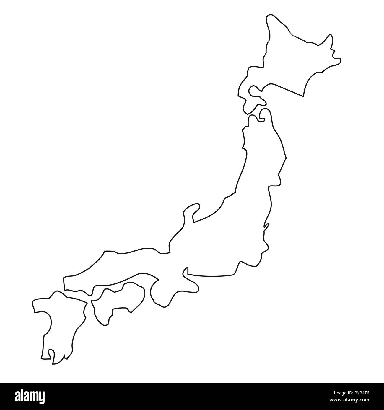 Outline, map of Japan Stock Photo