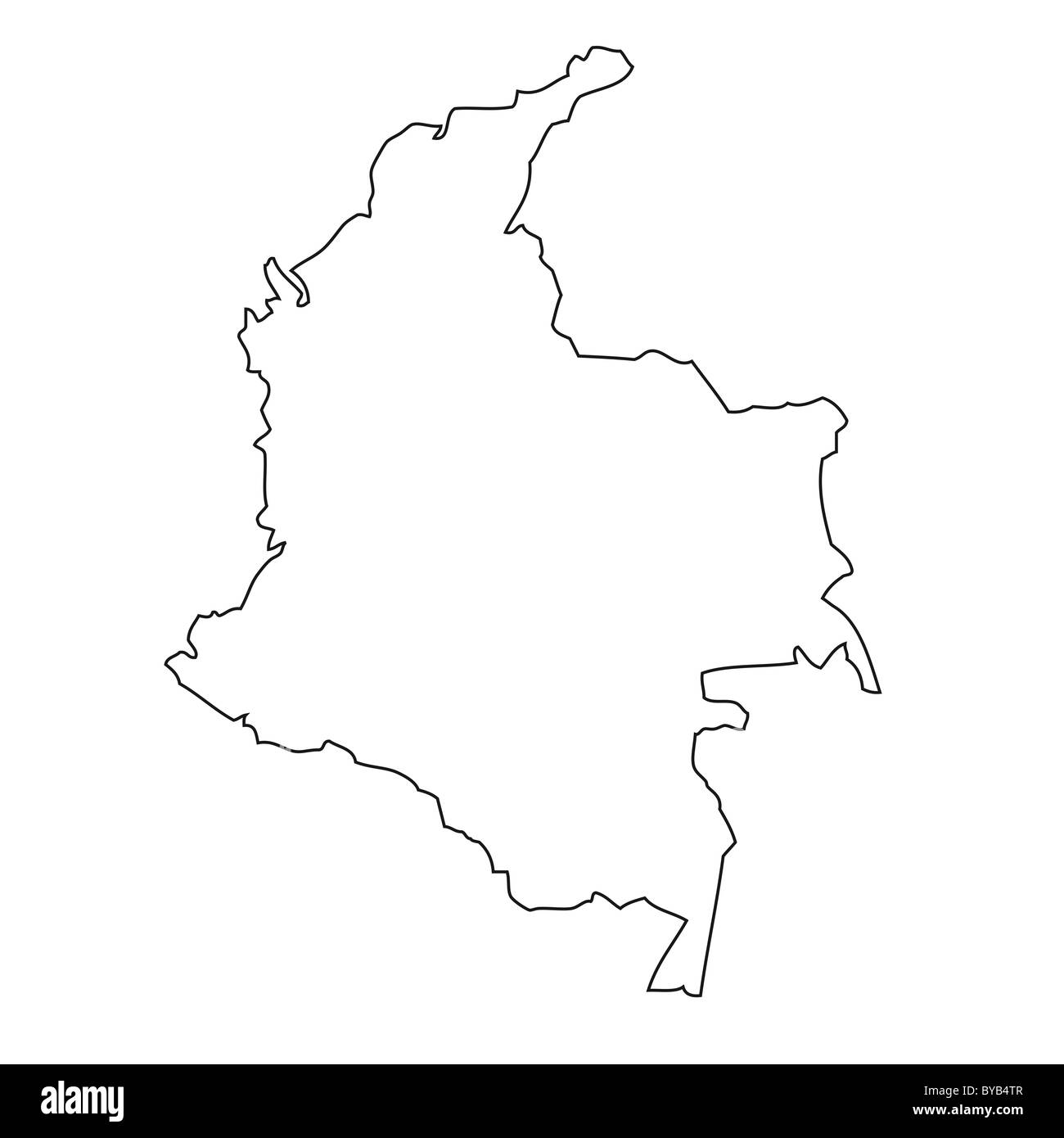 Outline, map of Colombia Stock Photo