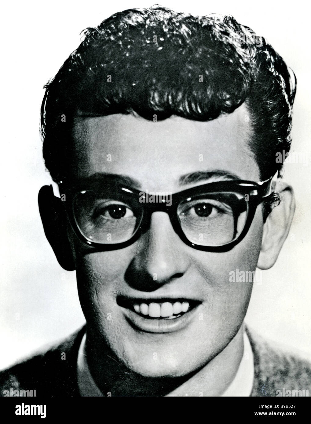 BUDDY HOLLY (1936-1959) Promotional photo of US pop musician about 1957 Stock Photo