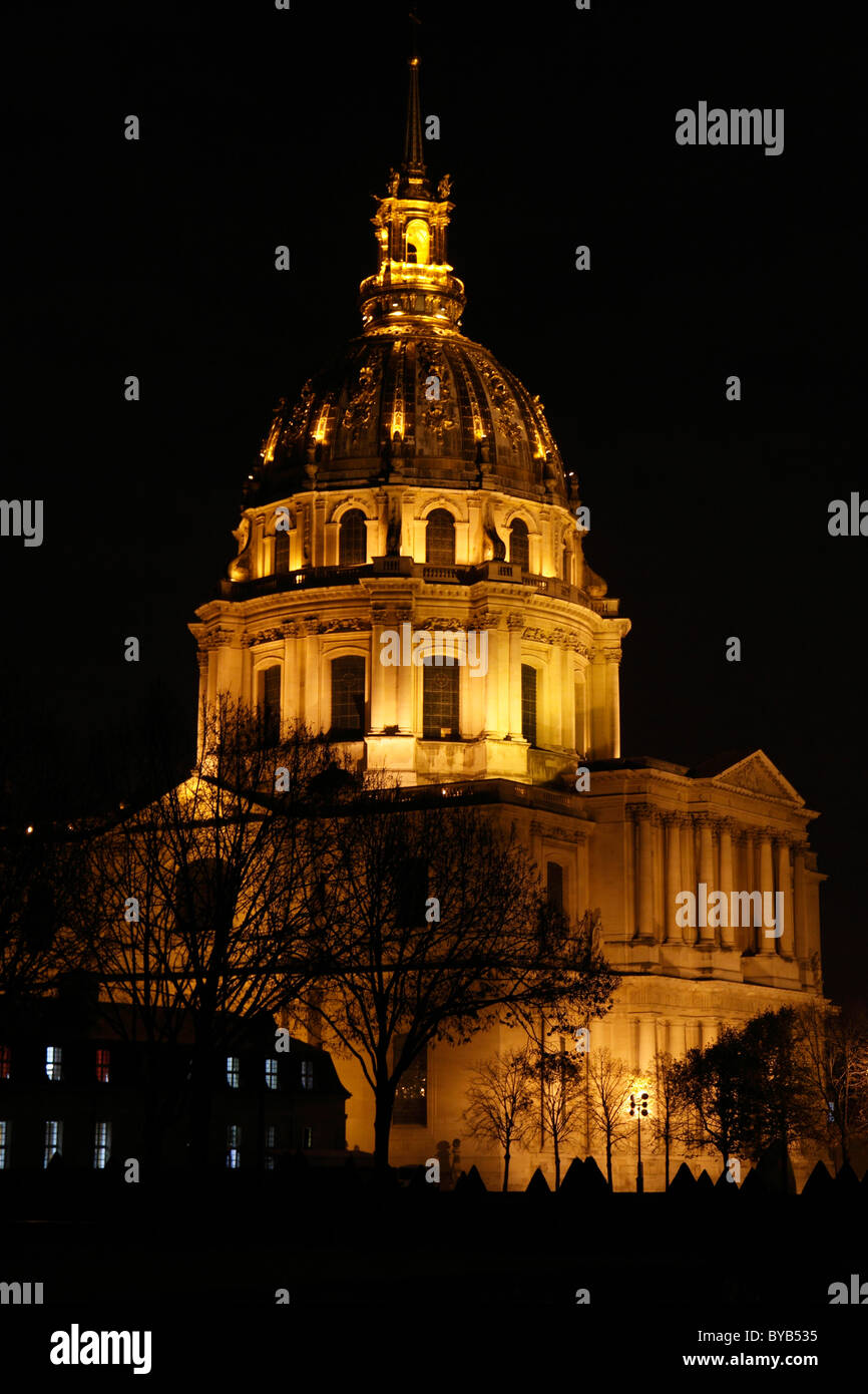 Eglise des Invalides, Church of the Invalides at night, Paris, France, Europe Stock Photo