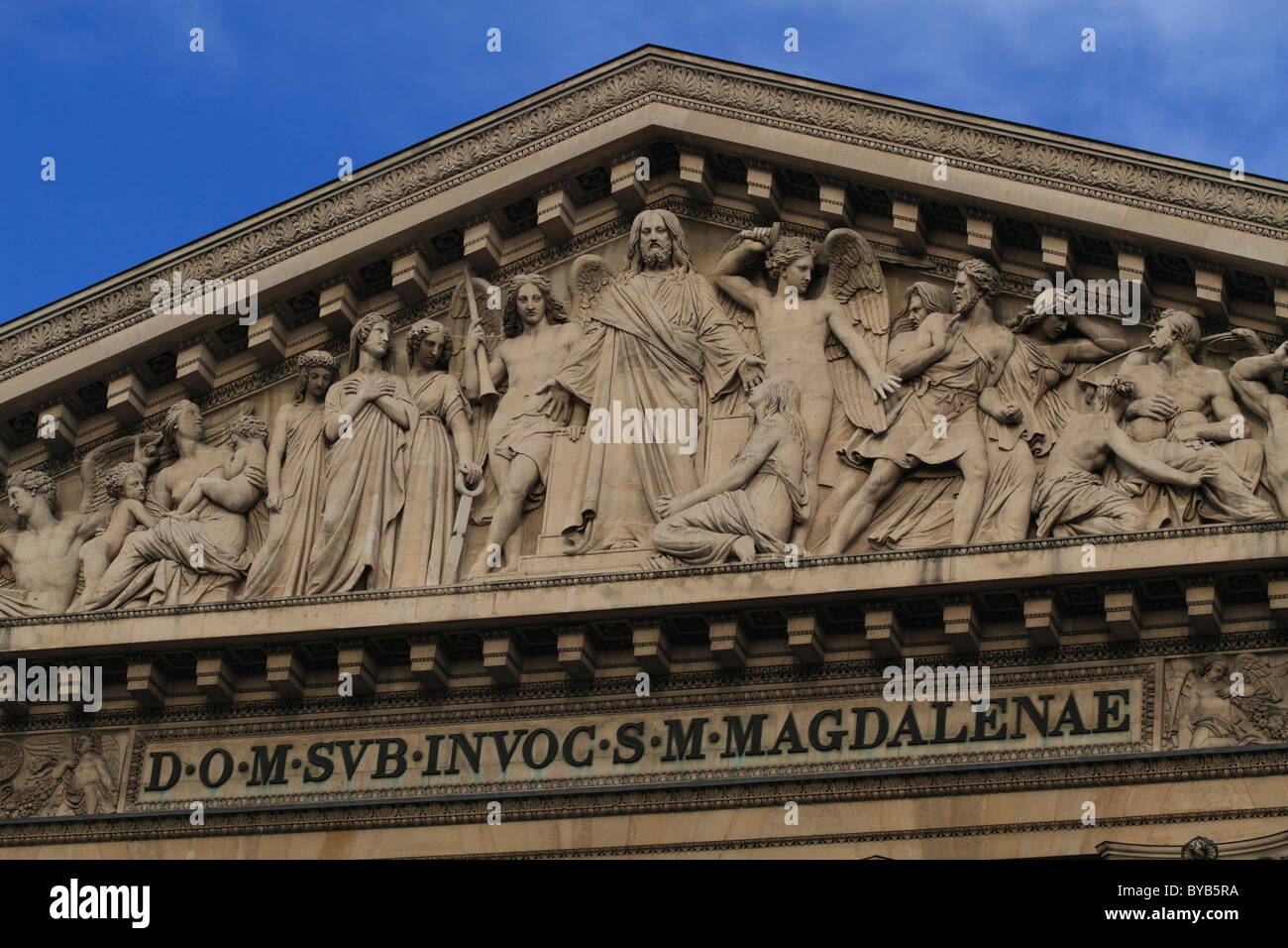 Eglise de la Madeleine, Madeleine Church, frieze in a Classical-style, 8th Arrondissement, Paris, France, Europe Stock Photo