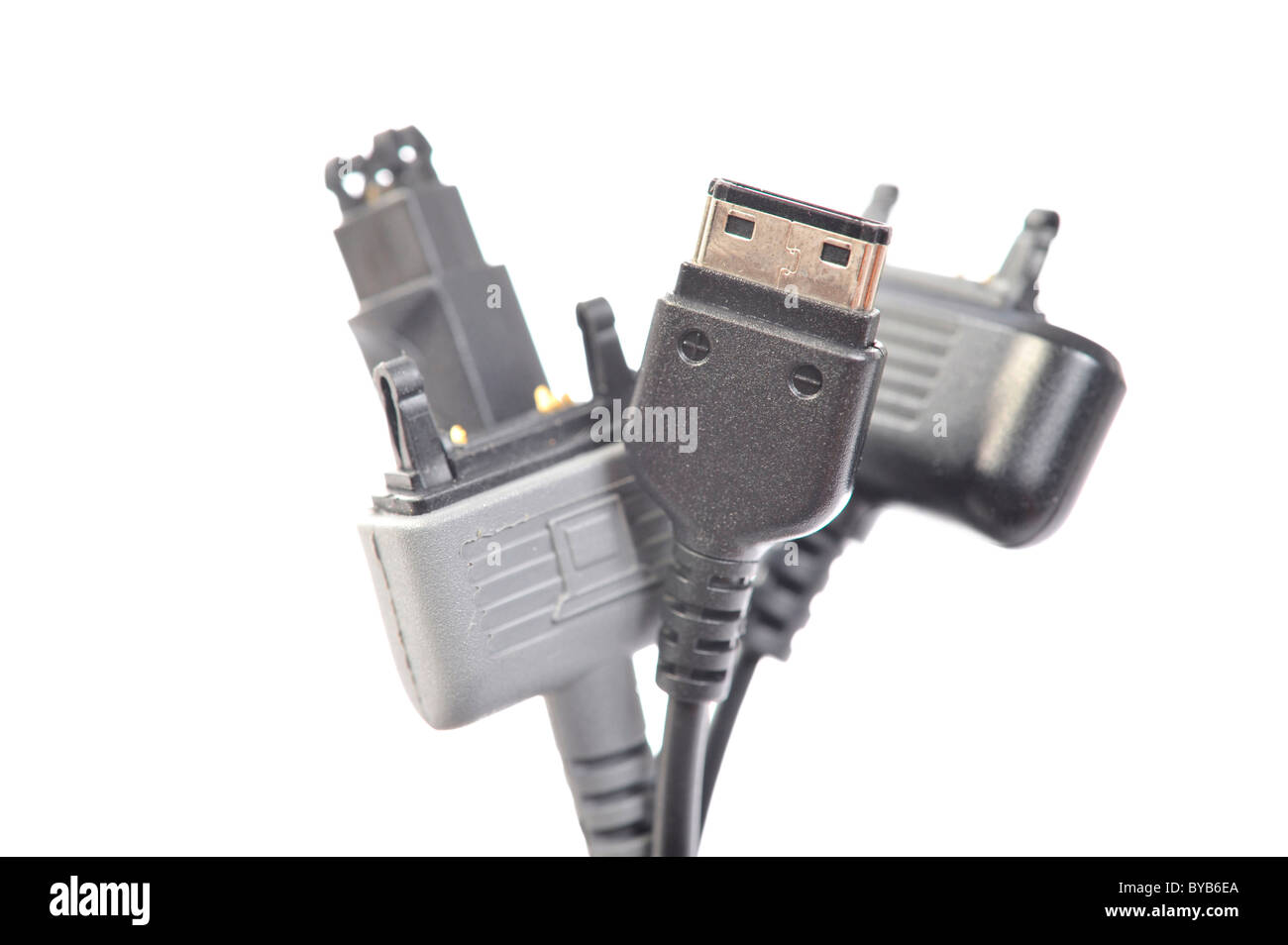 Various plugs for mobile phone charging connections, microUSB plug