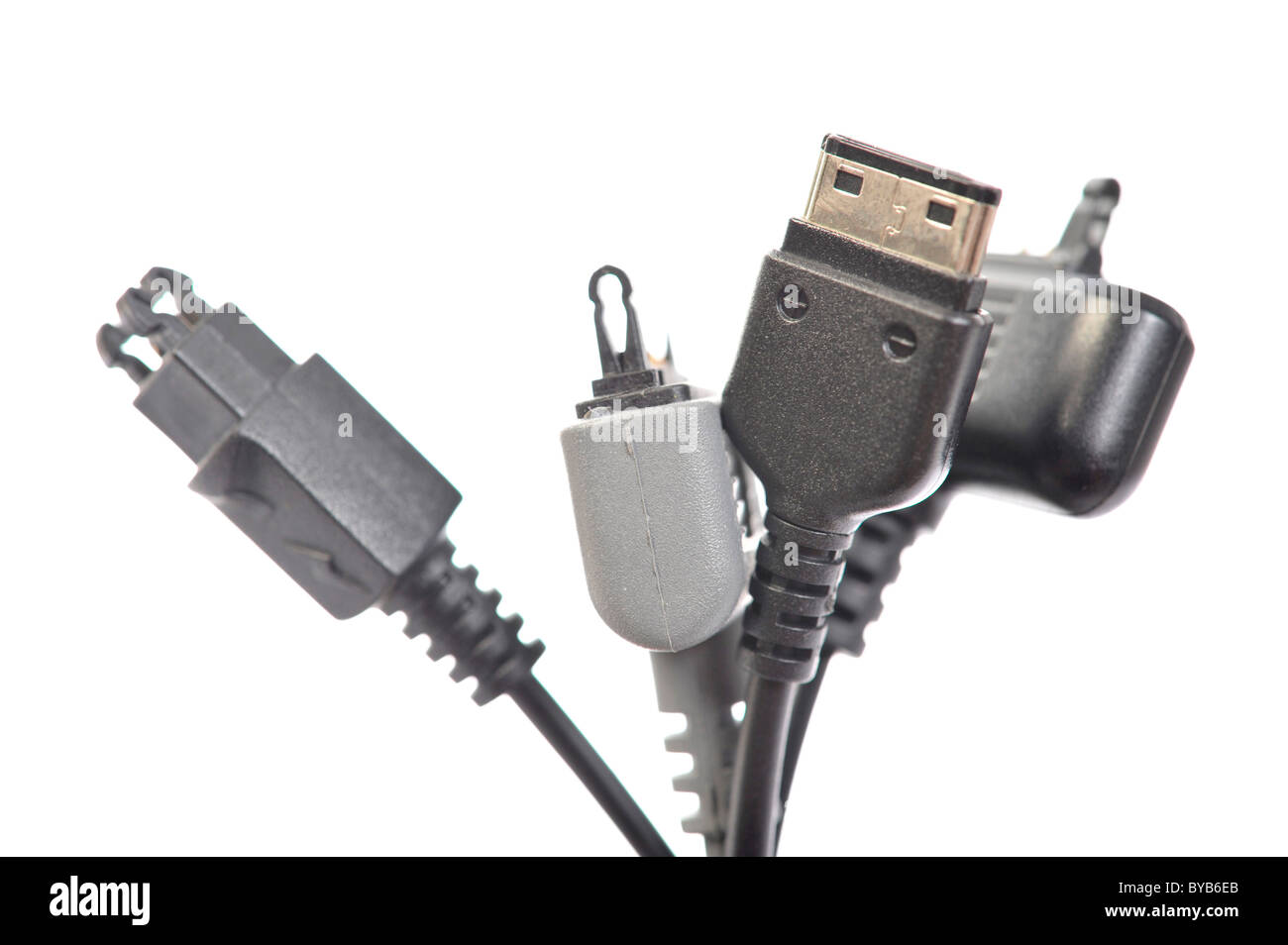 Various plugs for mobile phone charging connections, microUSB plug