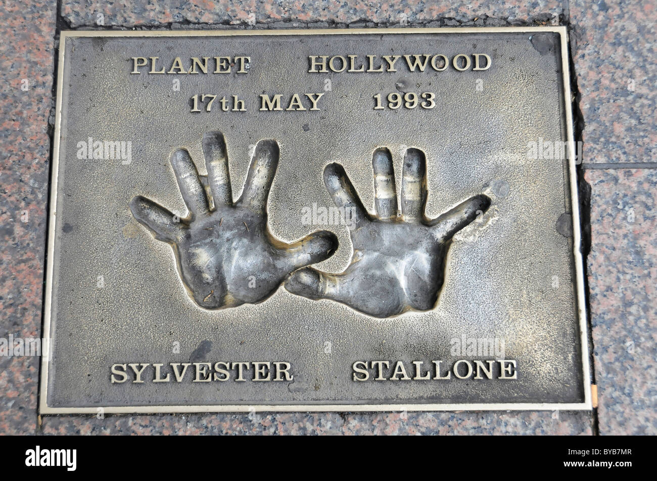 Hand print of Sylvester Stallone, Leicester Square, London, England, United Kingdom, Europe Stock Photo