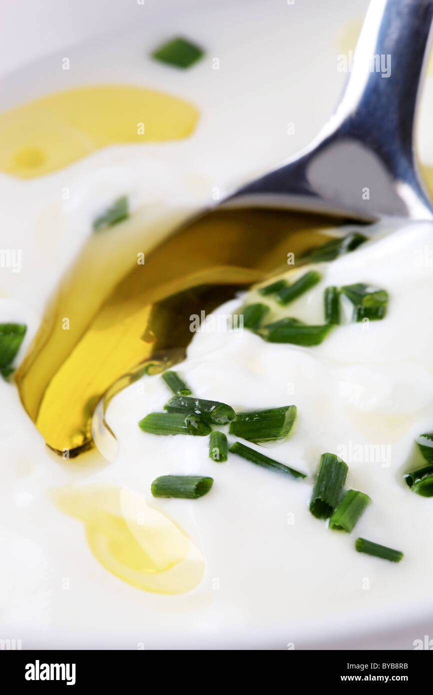 Detail of Ranch dressing with fresh chives Stock Photo