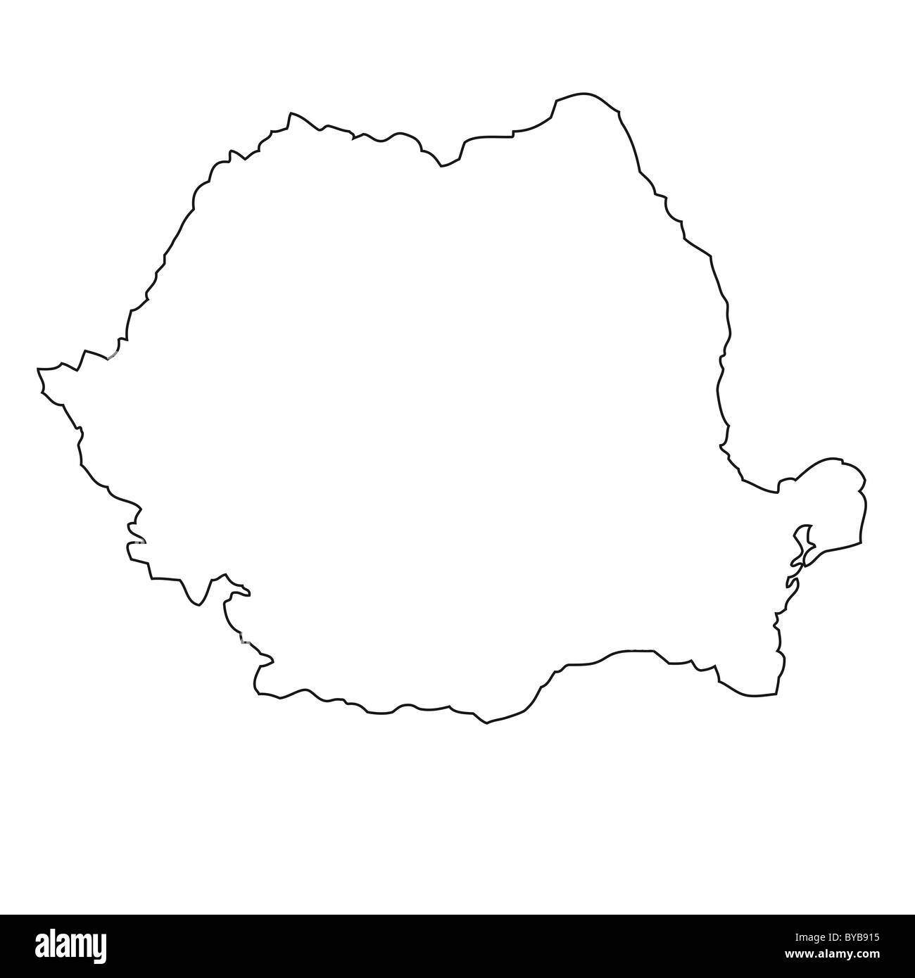 Outline, map of Romania Stock Photo