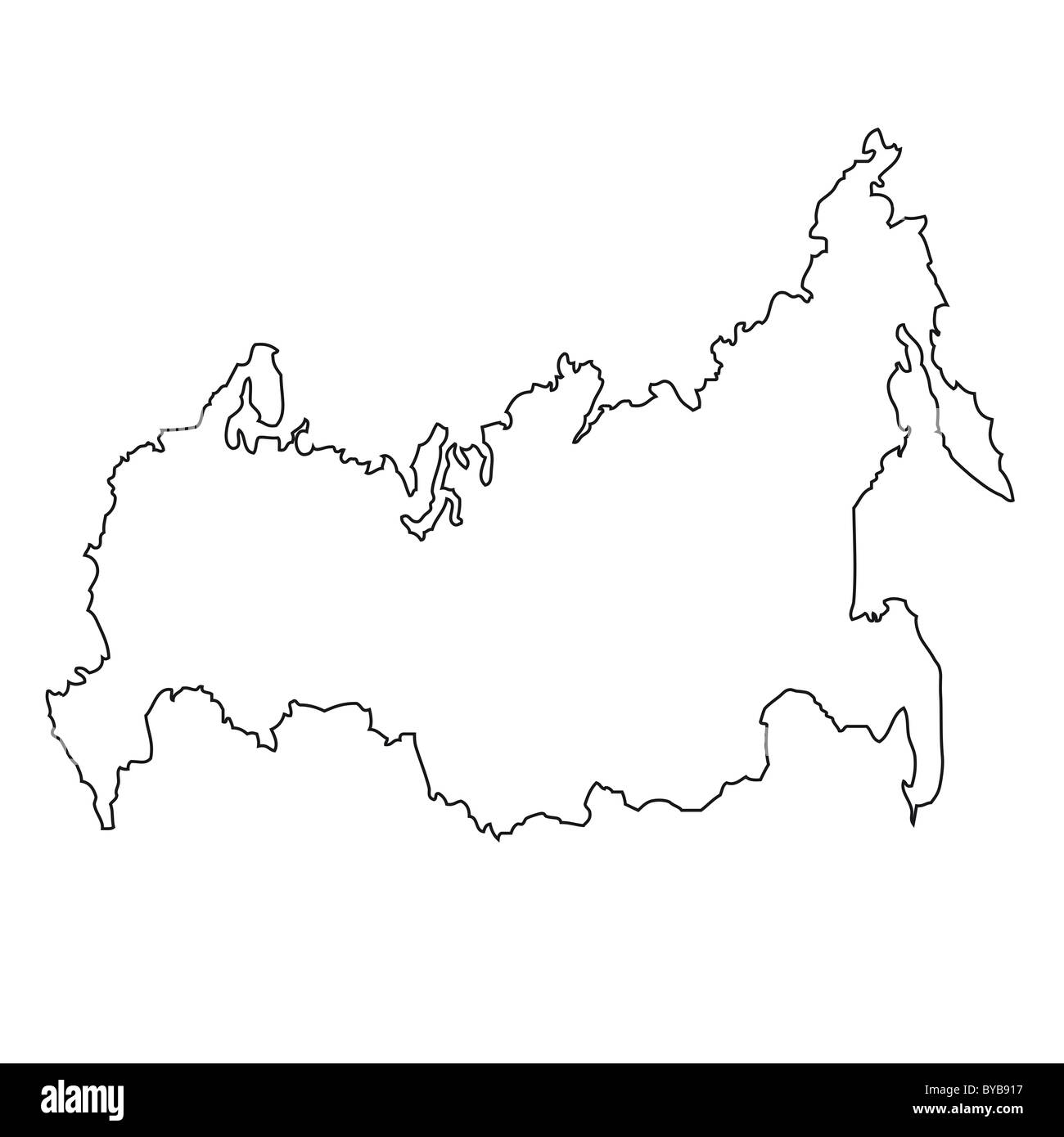 Outline, map of Russia Stock Photo