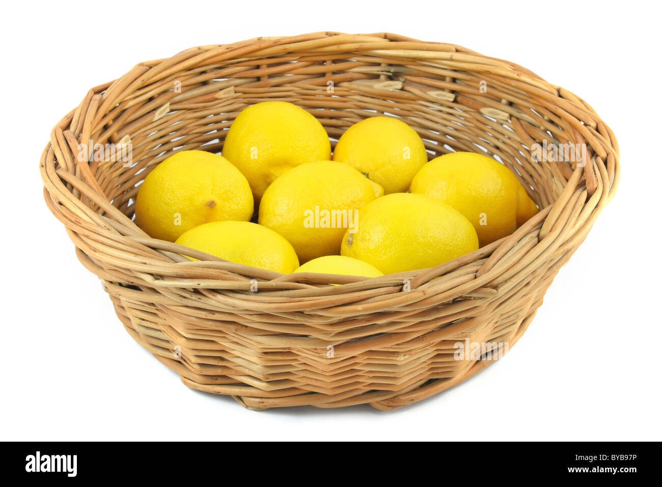 lemons in basket Stock Photo