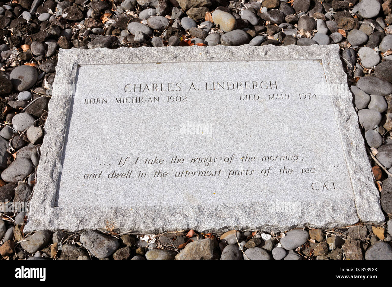 Charles Lindbergh Grave Palapala Hoomau Congregational Church Hana Maui Hawaii Pacific Ocean Stock Photo