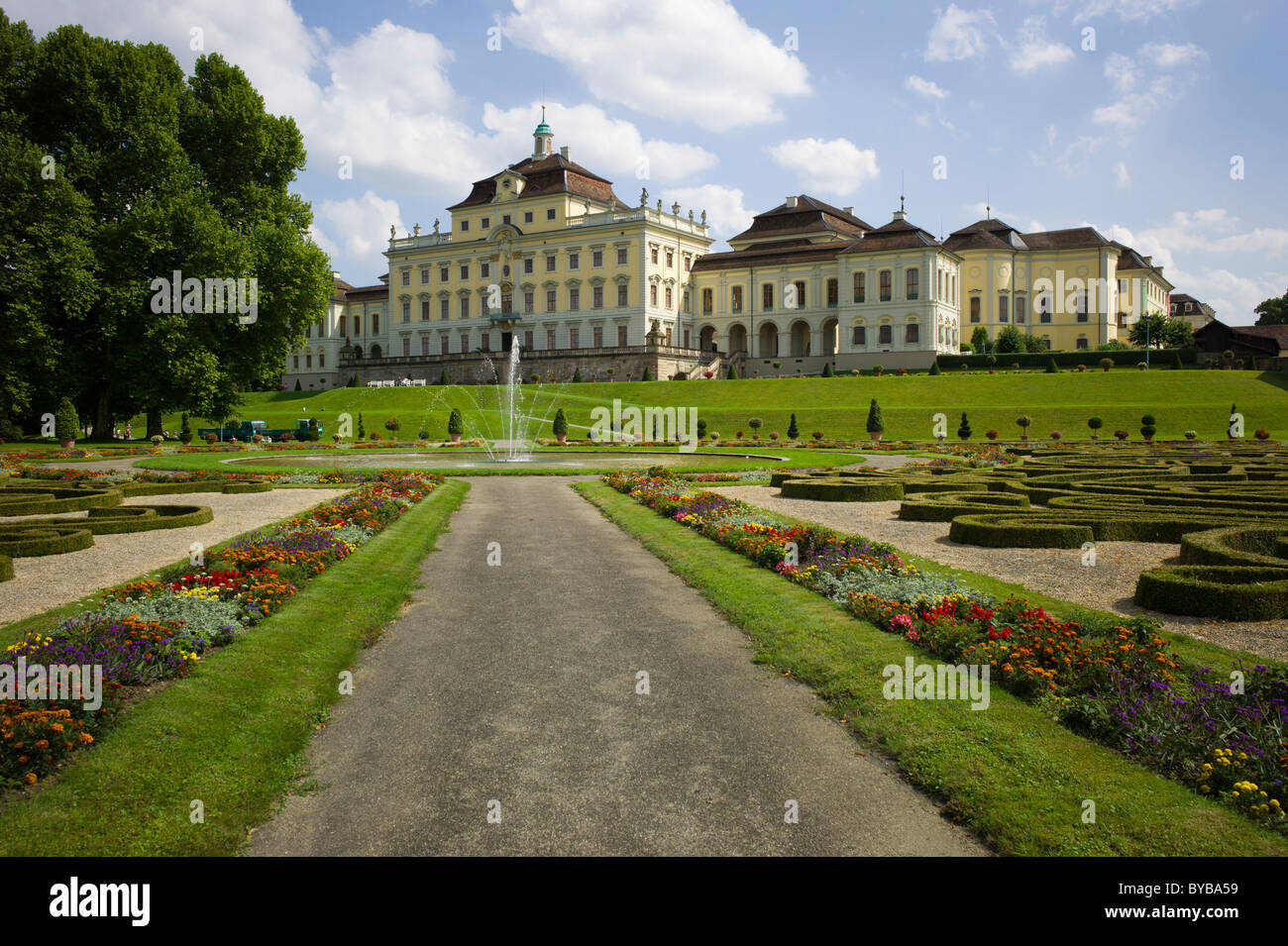 The Old Corps de Logis, Schloss Ludwigsburg Castle, north facing gardens, Ludwigsburg, Baden-Wuerttemberg, Germany, Europe. Stock Photo