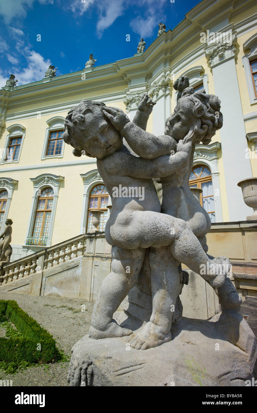 Statue, Schloss Ludwigsburg Palace, South Garden, New Corps de Logis, Ludwigsburg, Baden-Wurttemberg, Germany, Europe Stock Photo