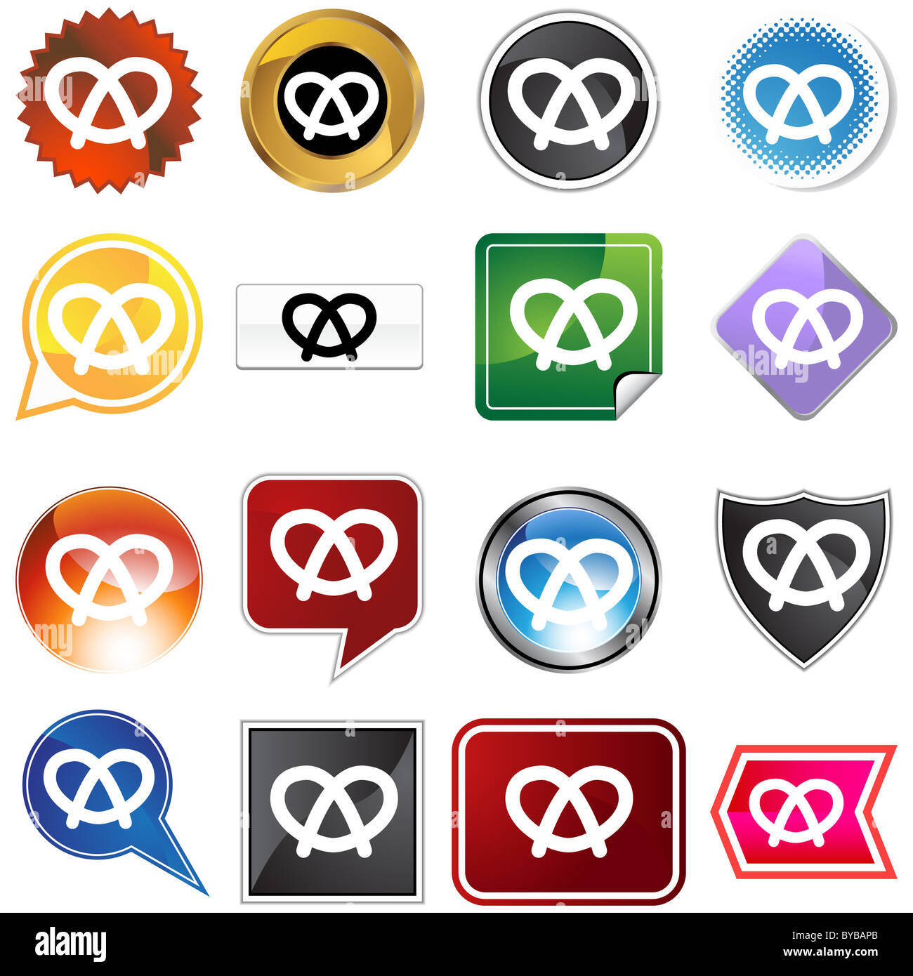 Pretzel icon set isolated on a white background Stock Photo - Alamy