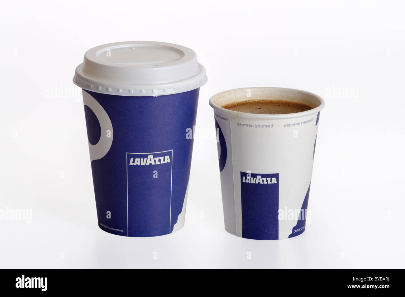 Two Drinking Cups of Lavazza Coffee isolated on a White Background Stock  Photo - Alamy