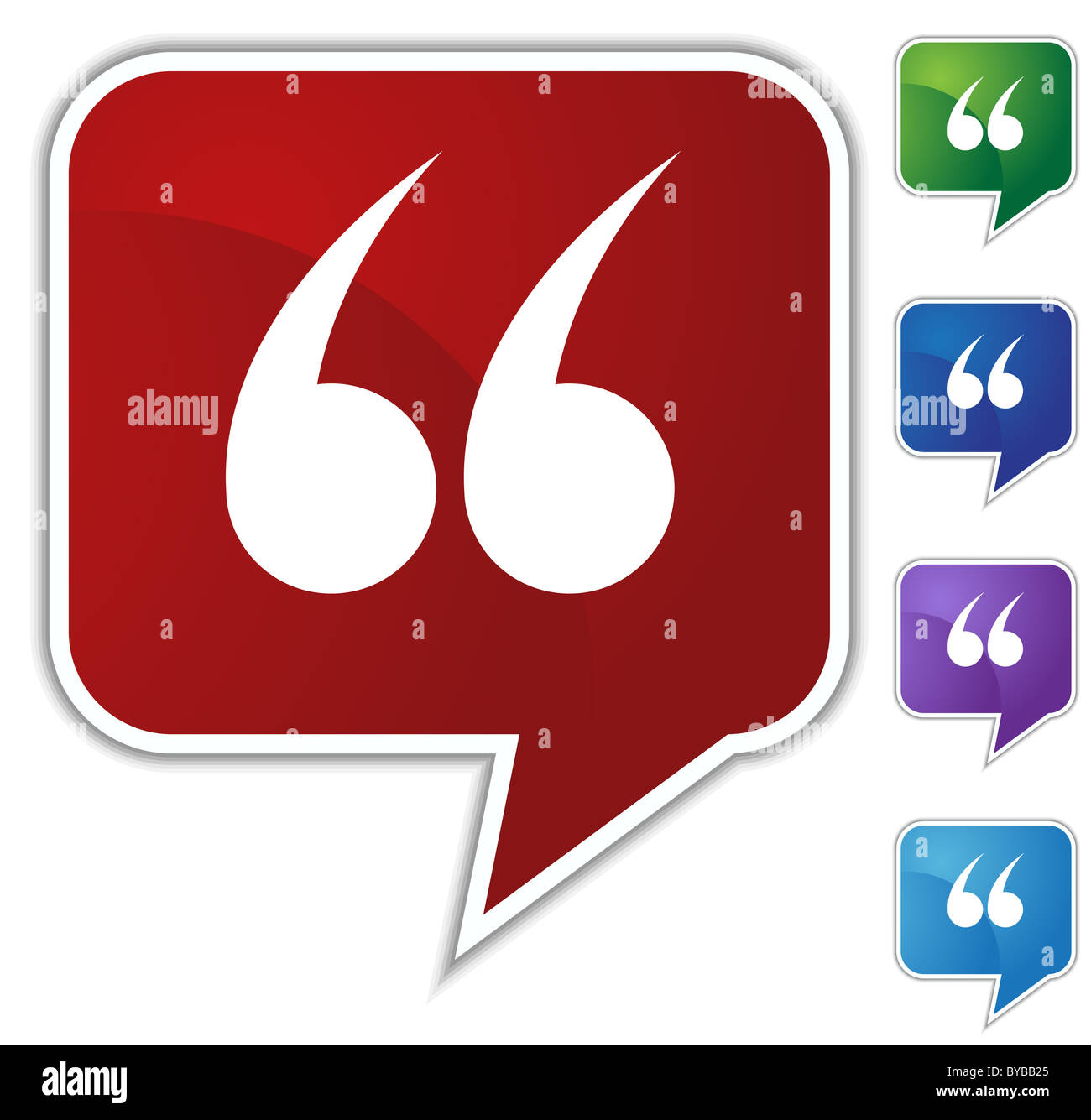 Set of speech bubble style icons - quotation sign Stock Photo - Alamy