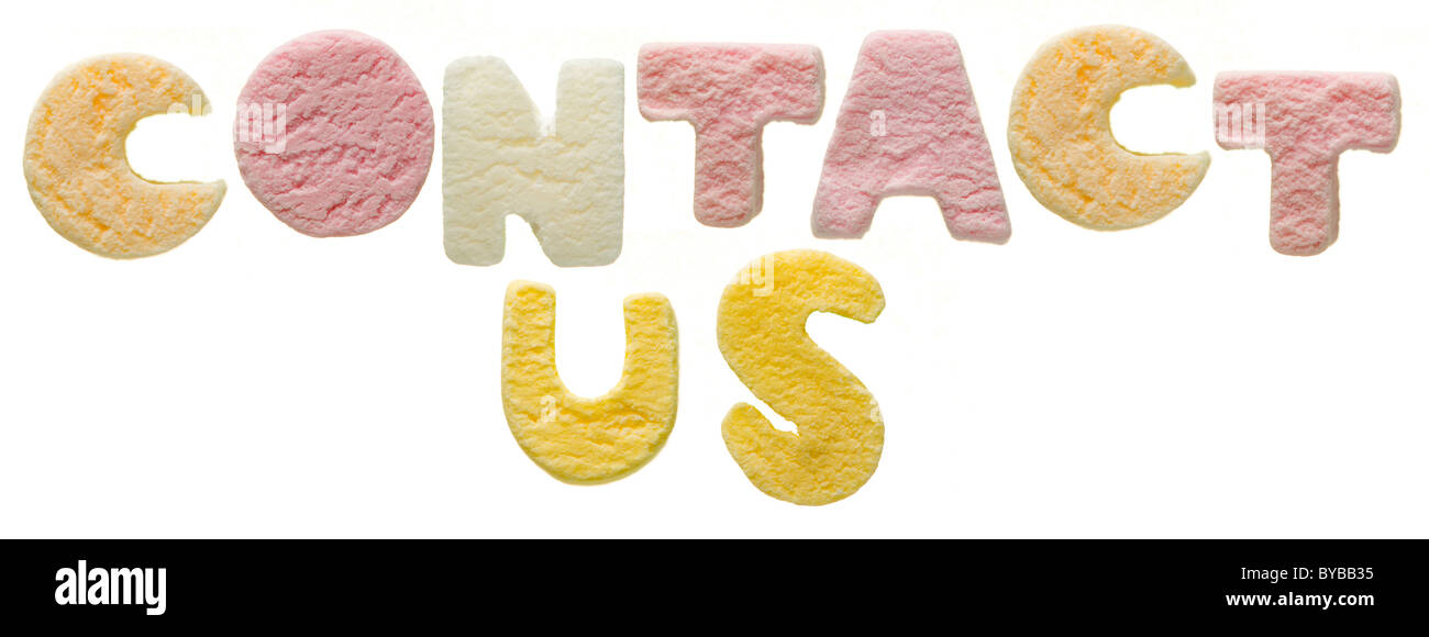 Sweet letters -spelling out Contact Us Stock Photo