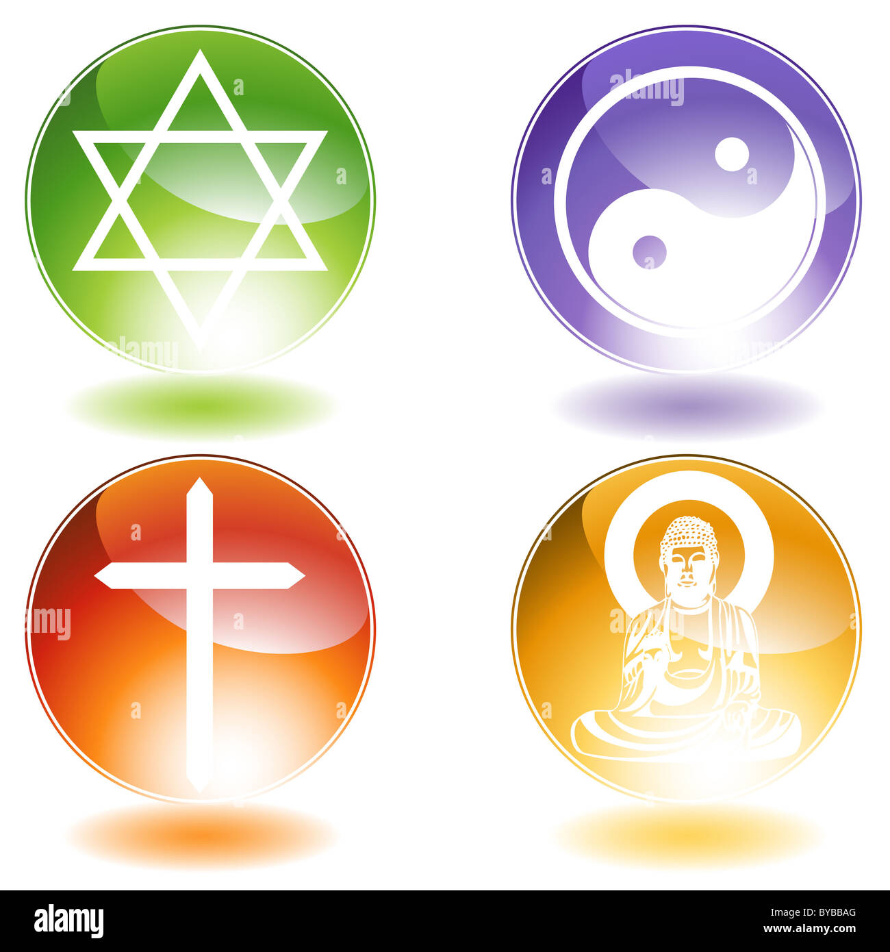 Set of 4 religious symbols. Stock Photo