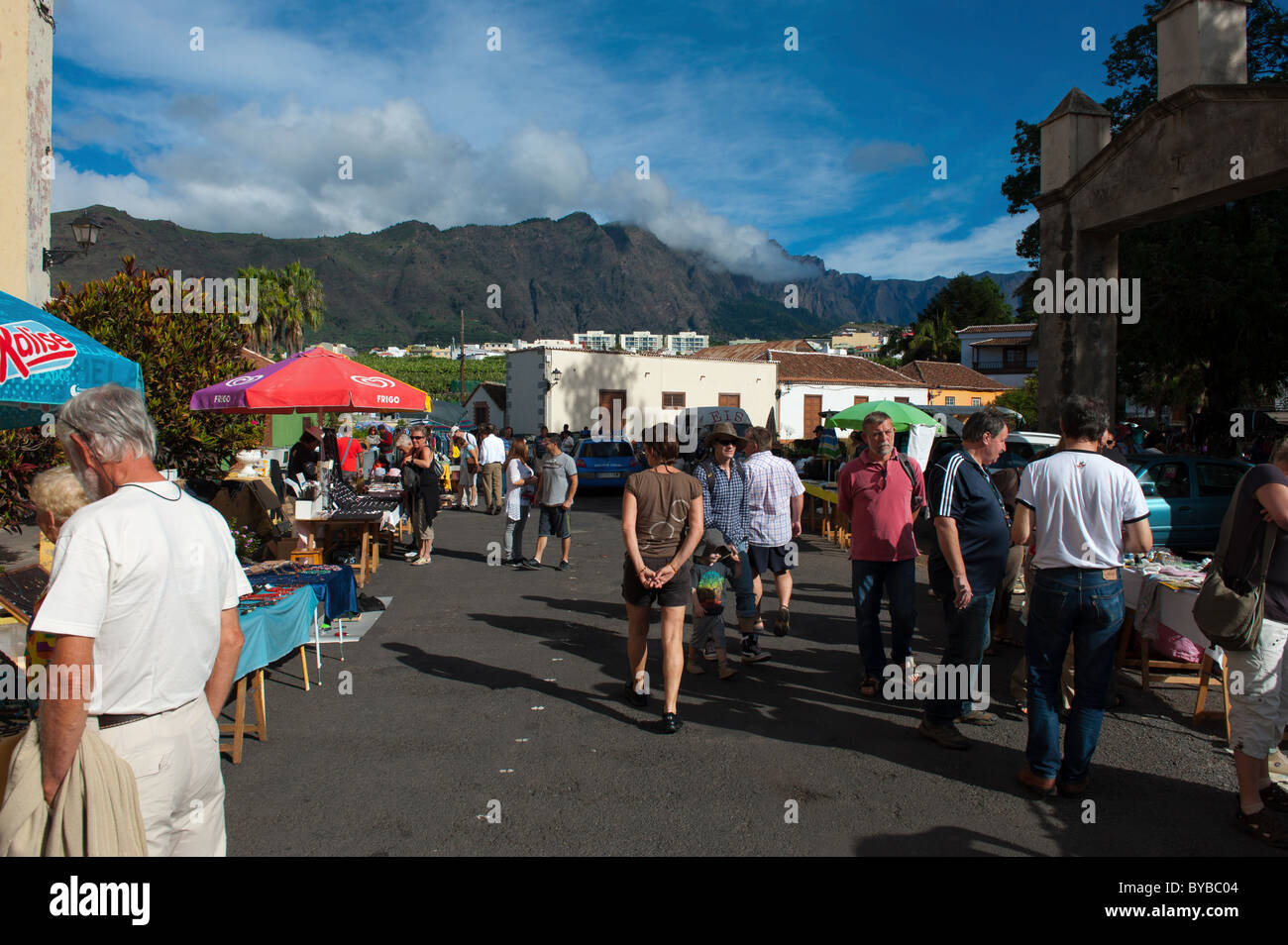 Flea market in Los Llanos de Ariadne, Llano de Argual, La Palma, Canary Islands, Spain Stock Photo