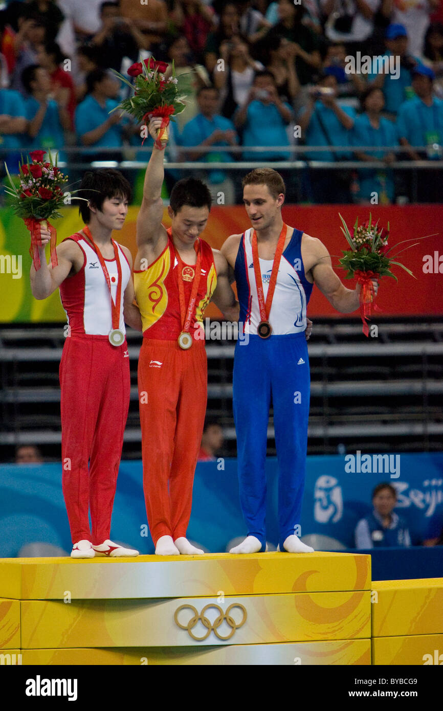 Benoit Caranobe (FRA) bronze medal winer in the Individual All Around at the 2008 Olympic Summer Games, Beijing, China Stock Photo