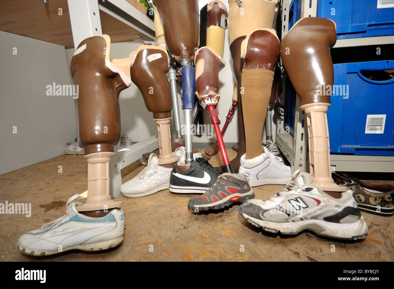Artificial legs for victims of the January 2010 earthquake, Leogane, Haiti, Caribbean, Central America Stock Photo