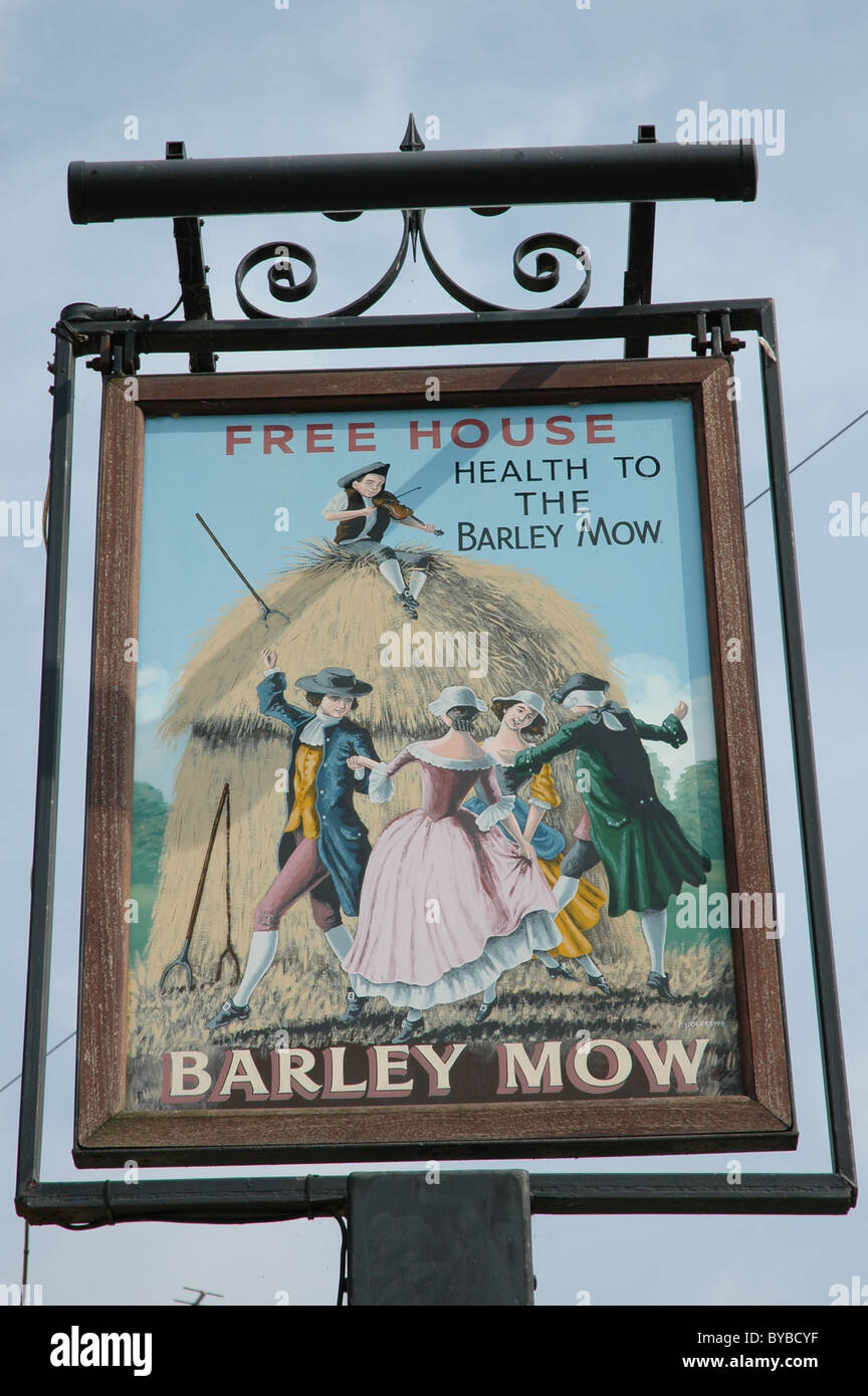 Sign for 'The Barley Mow' Public House Walderton West Sussex. Stock Photo