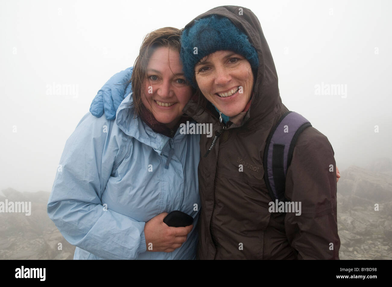Portrait of two women on the top of Ben Nevis, Scottish Highlands, Scotland, UK Stock Photo