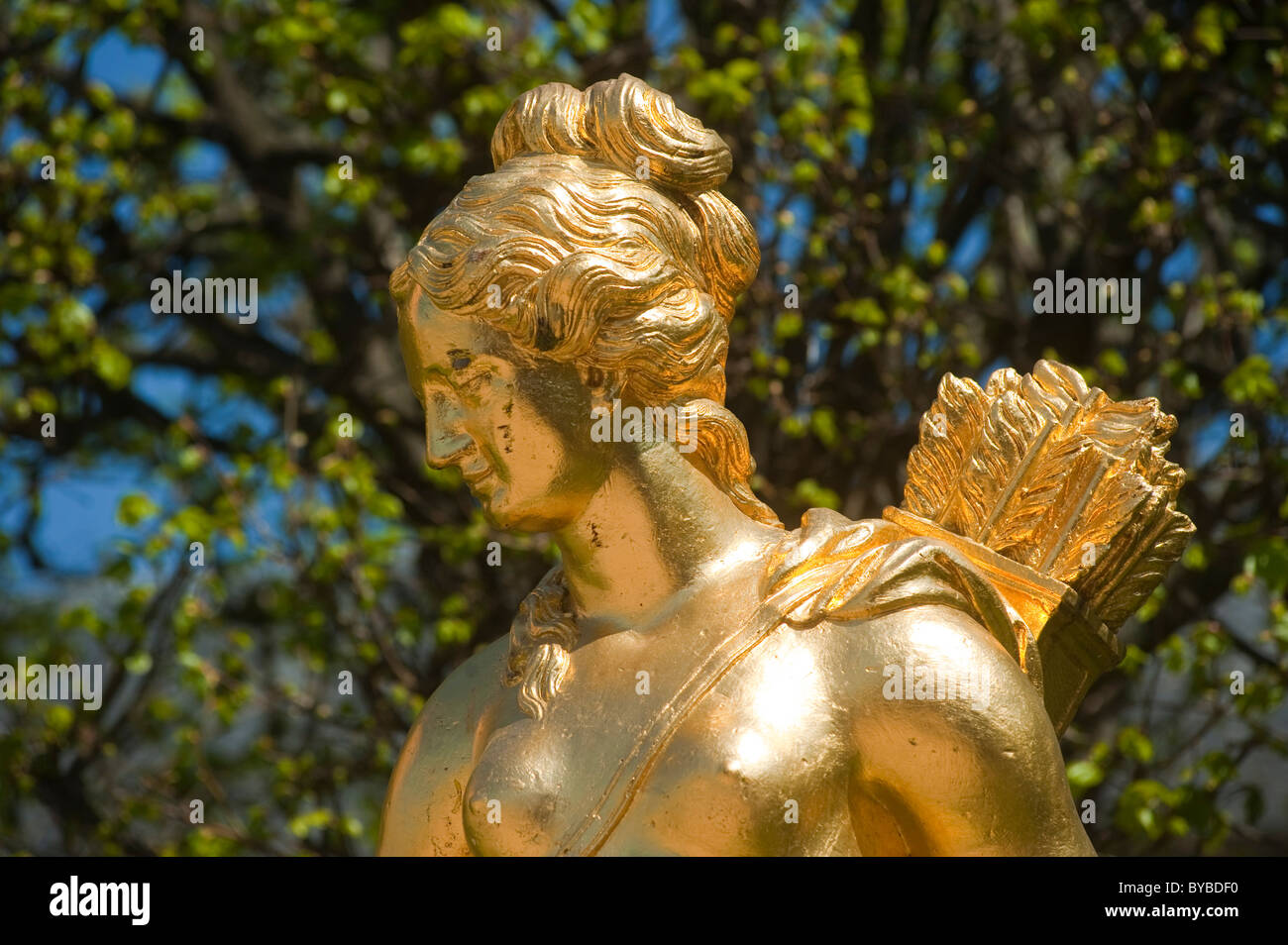 Schloss Schwetzingen Palace, statue of the hunting goddess Diana in the Palace Gardens, Schwetzingen, Electoral Palatinate Stock Photo