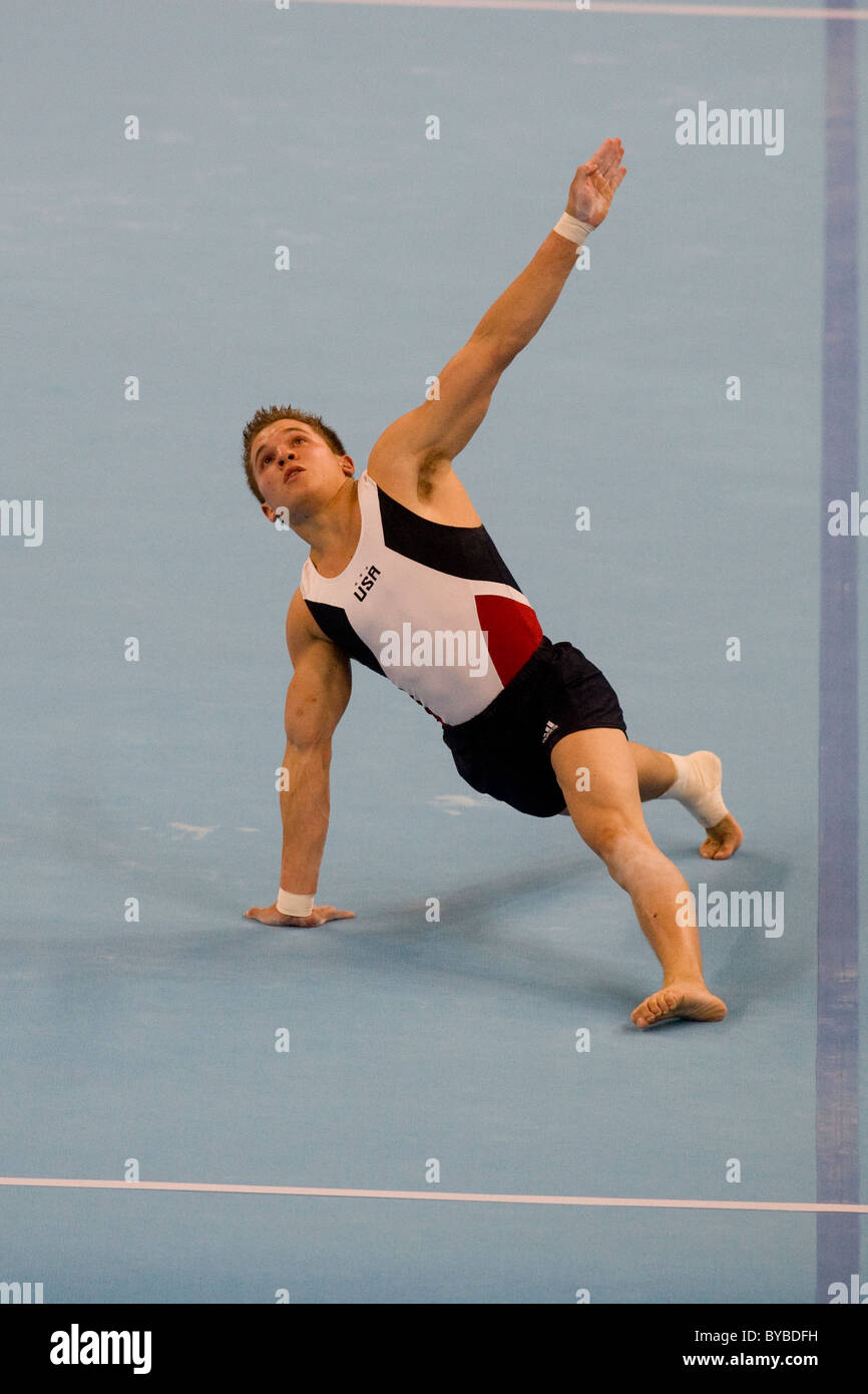Jonathon Horton (USA) competing in the men''s qualification gymnastic