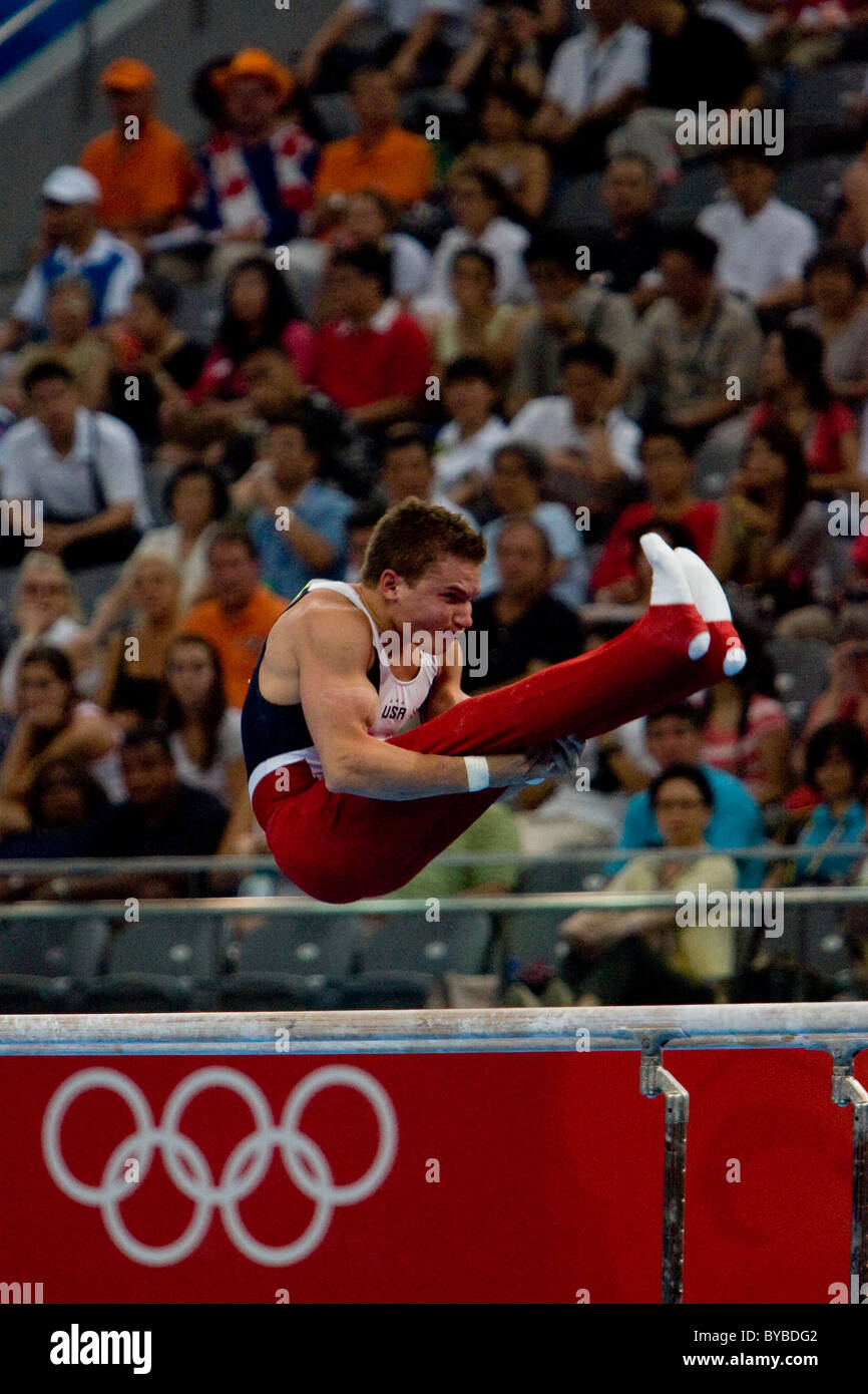 Jonathon Horton (USA) competing in the men''s qualification gymnastic