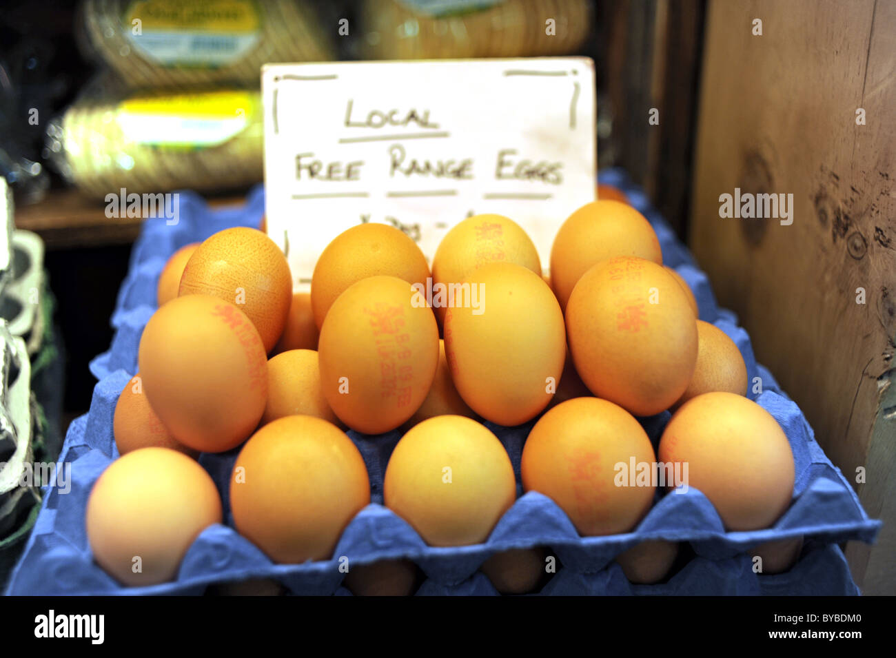 Local Free range eggs for sale marked with date and standard Stock