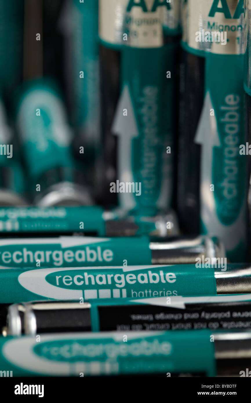 A set of rechargeable batteries sizes AA and AAA Stock Photo Alamy