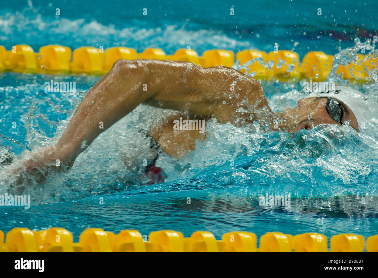 Michael Phelps (USA) competing in the 200 free swimming competition at the 2008 Olympic Summer Games, Beijing, China Stock Photo