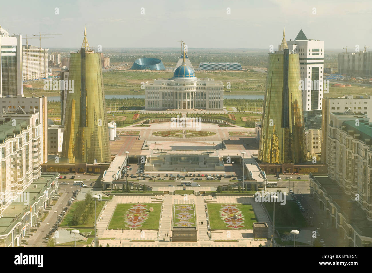 View from the Bayterek Tower, landmark of Astana, Kazakhstan, Central Asia Stock Photo
