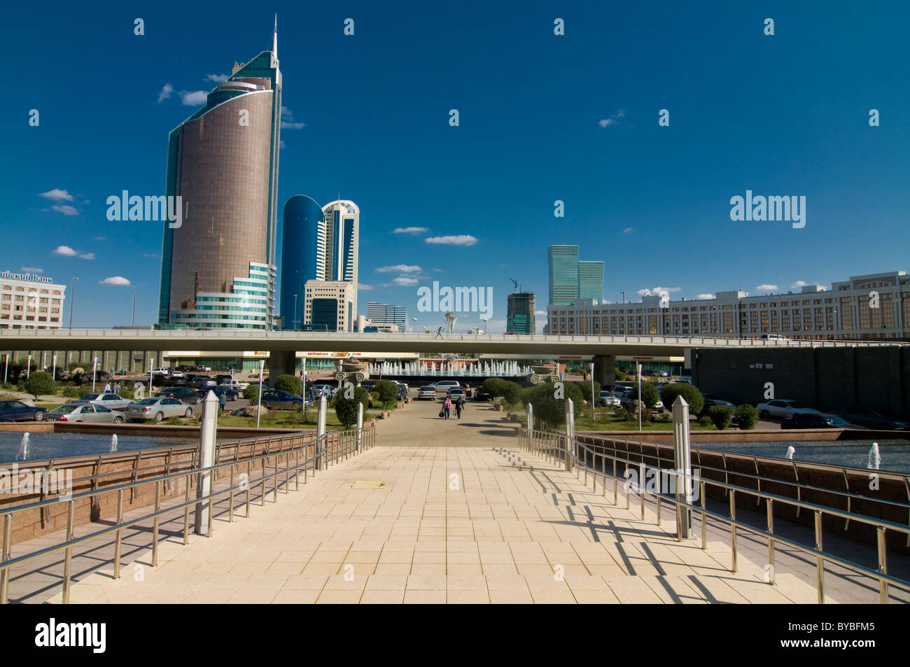 Modern architecture at Bayterek Tower, Astana, Kazakhstan, Central Asia Stock Photo