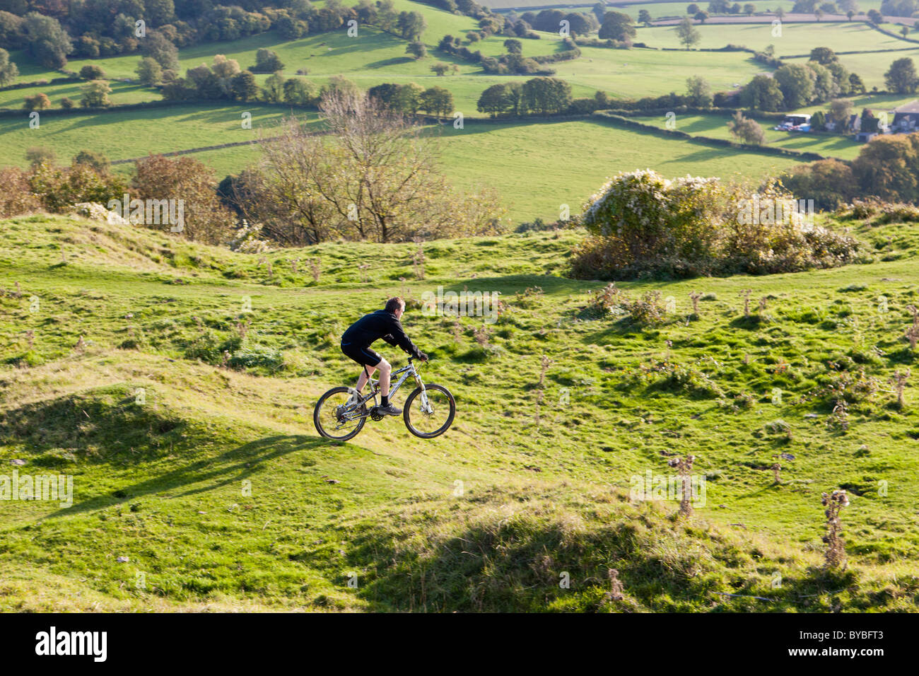 Mountain biking in the Cotswolds on top of Cam Long Down