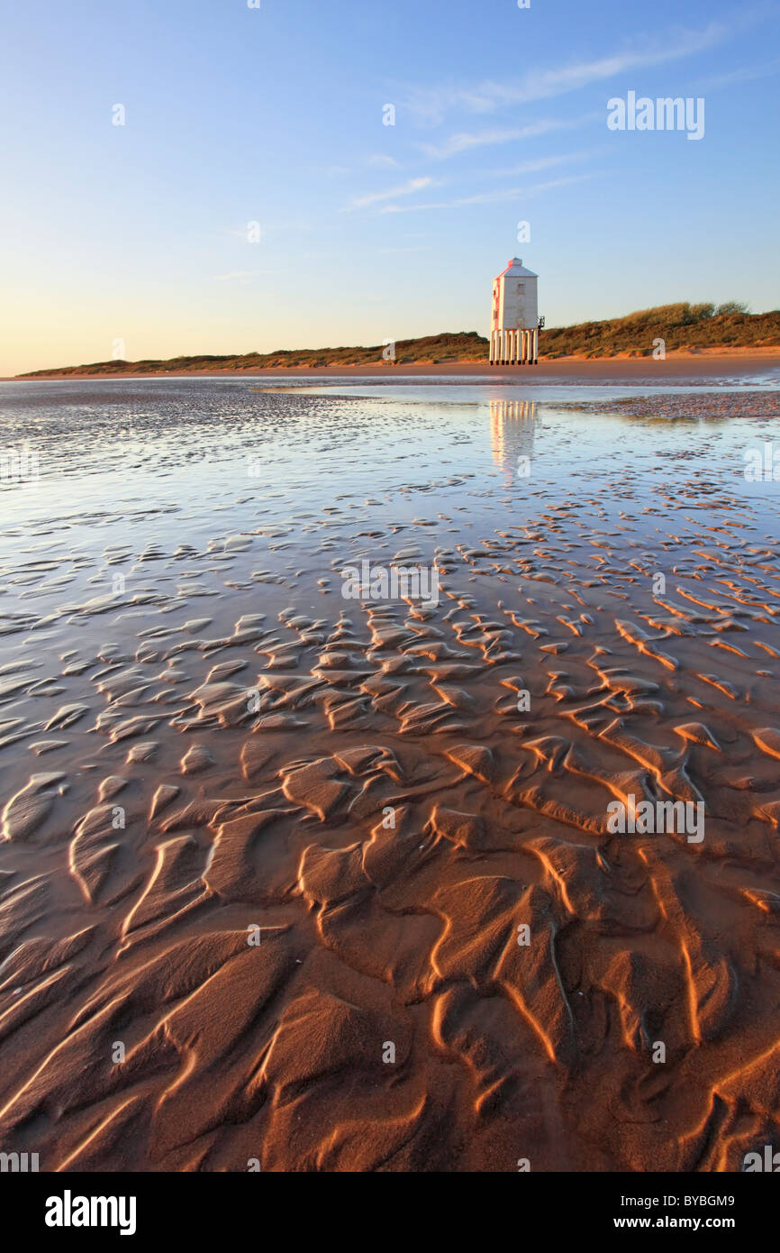 The wooden lighthouse on the beach at Burnham On Sea, Somerset Stock Photo