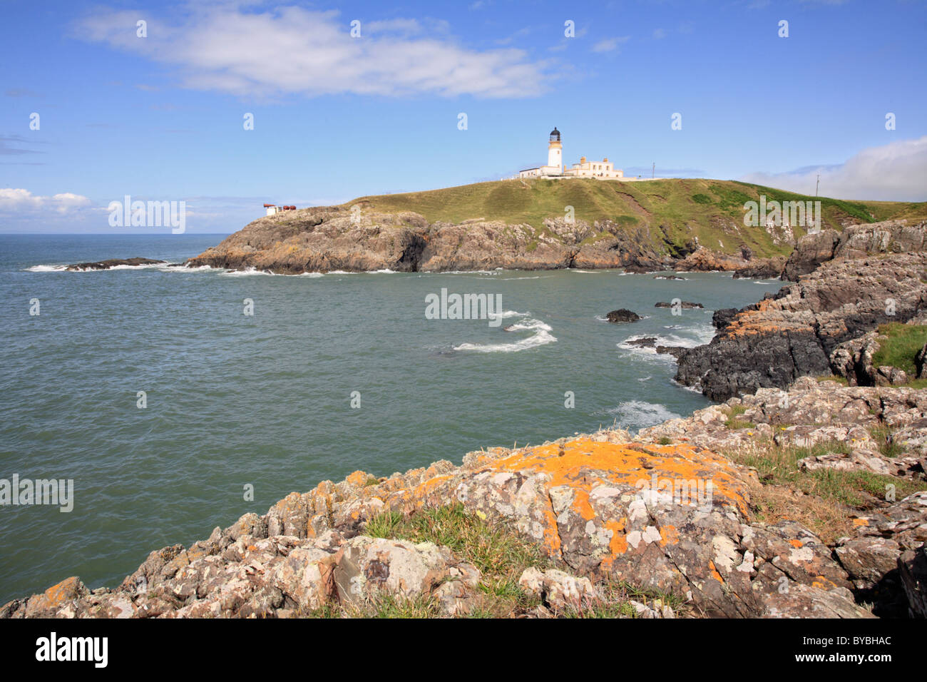Killantringan Lighthouse near Portpatrick on the Rhins Peninsular in the far south west of Scotland Stock Photo