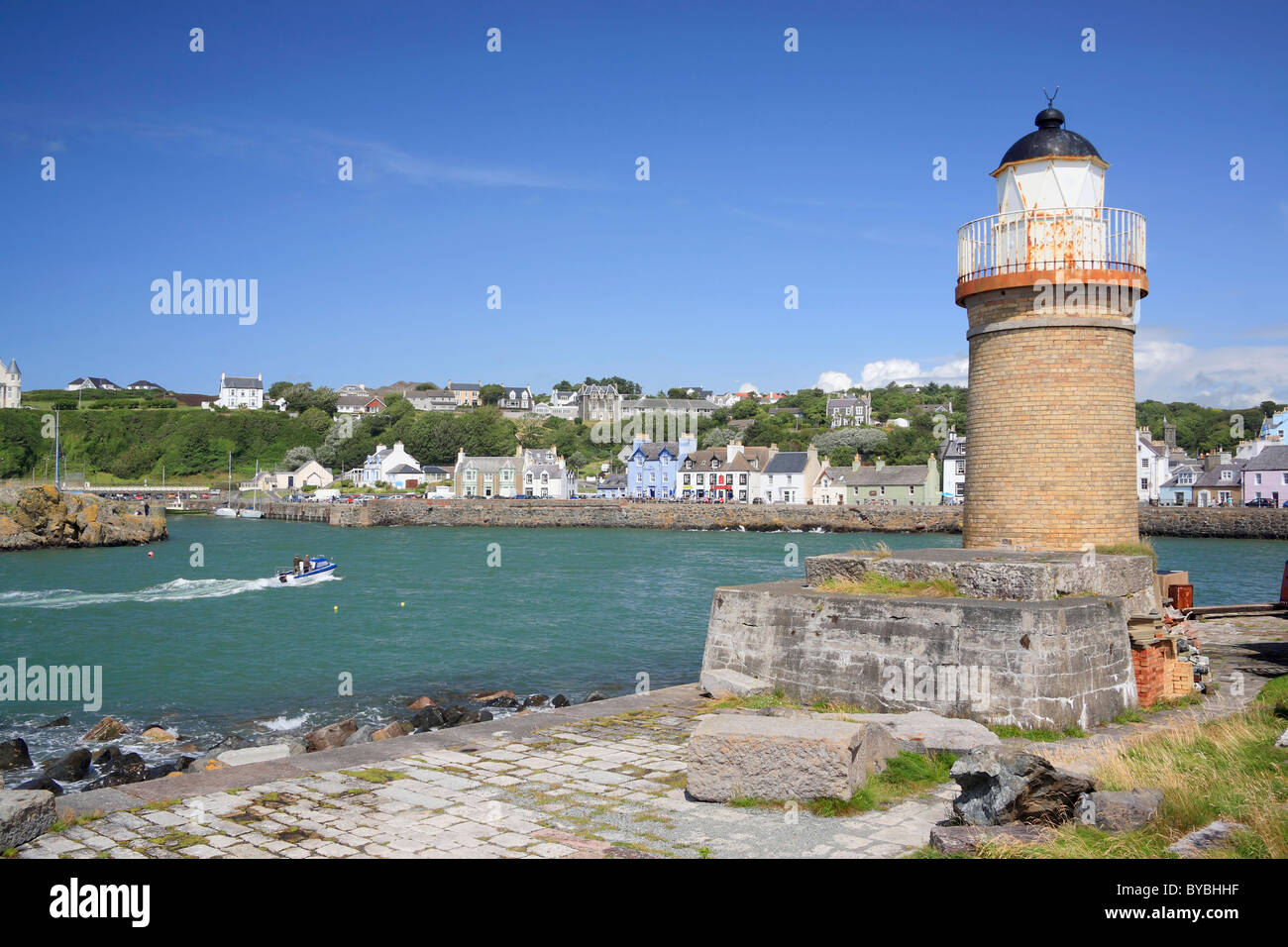 The lighthouse at Portpatrick in south west Scotland Stock Photo
