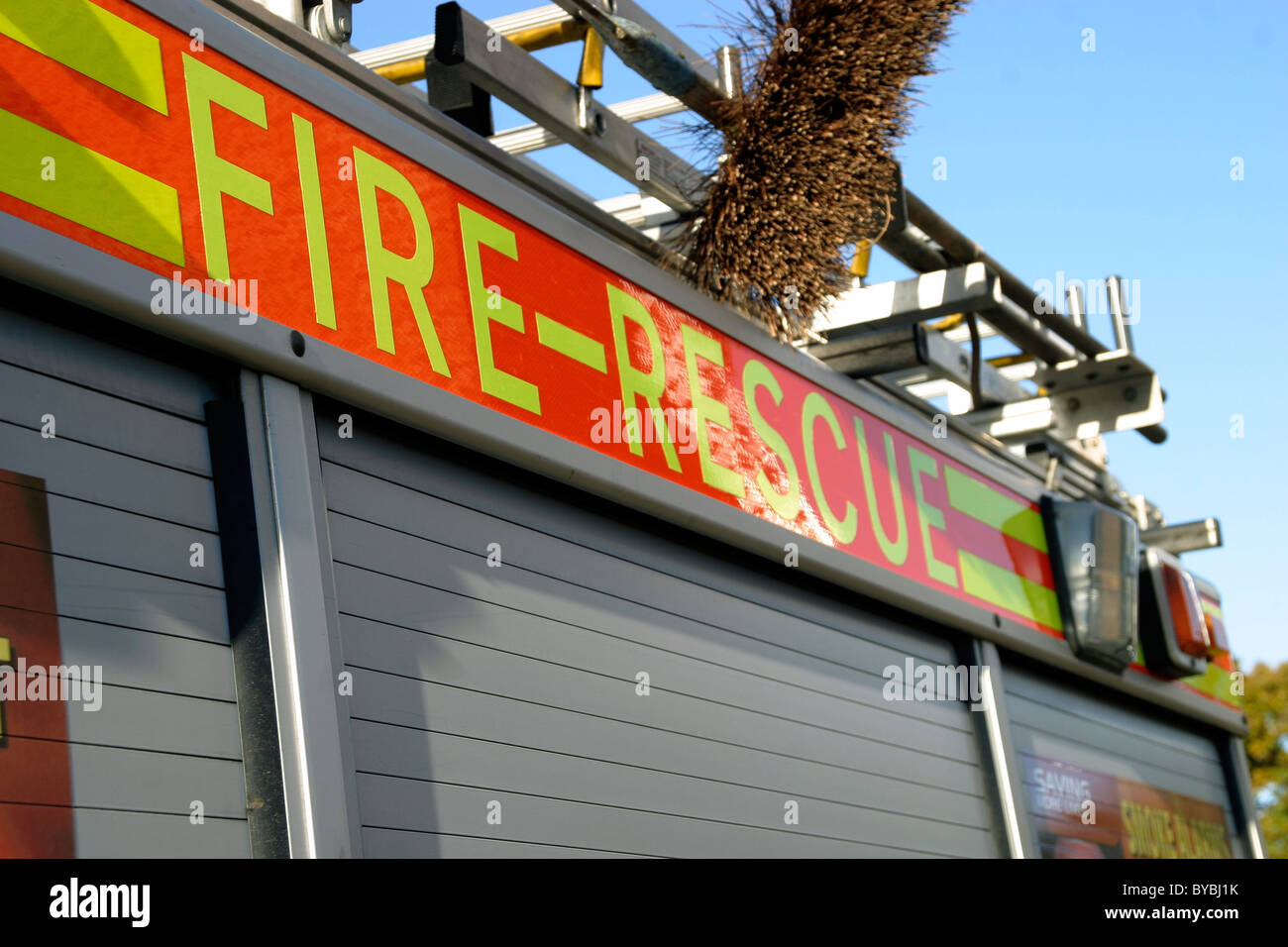 Fire and Rescue logo on a fire engine Stock Photo - Alamy