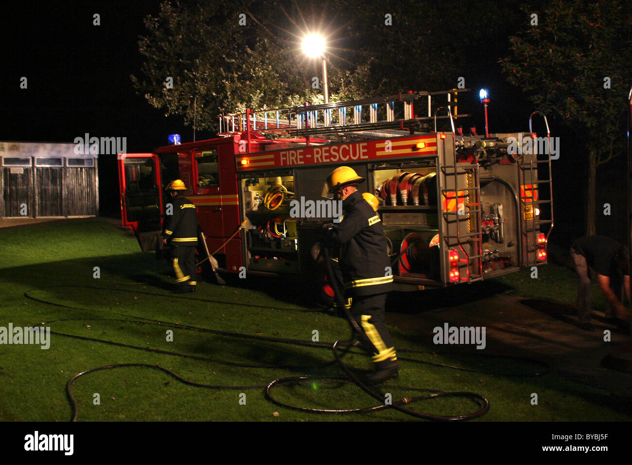 Essex fire engine at night Stock Photo - Alamy