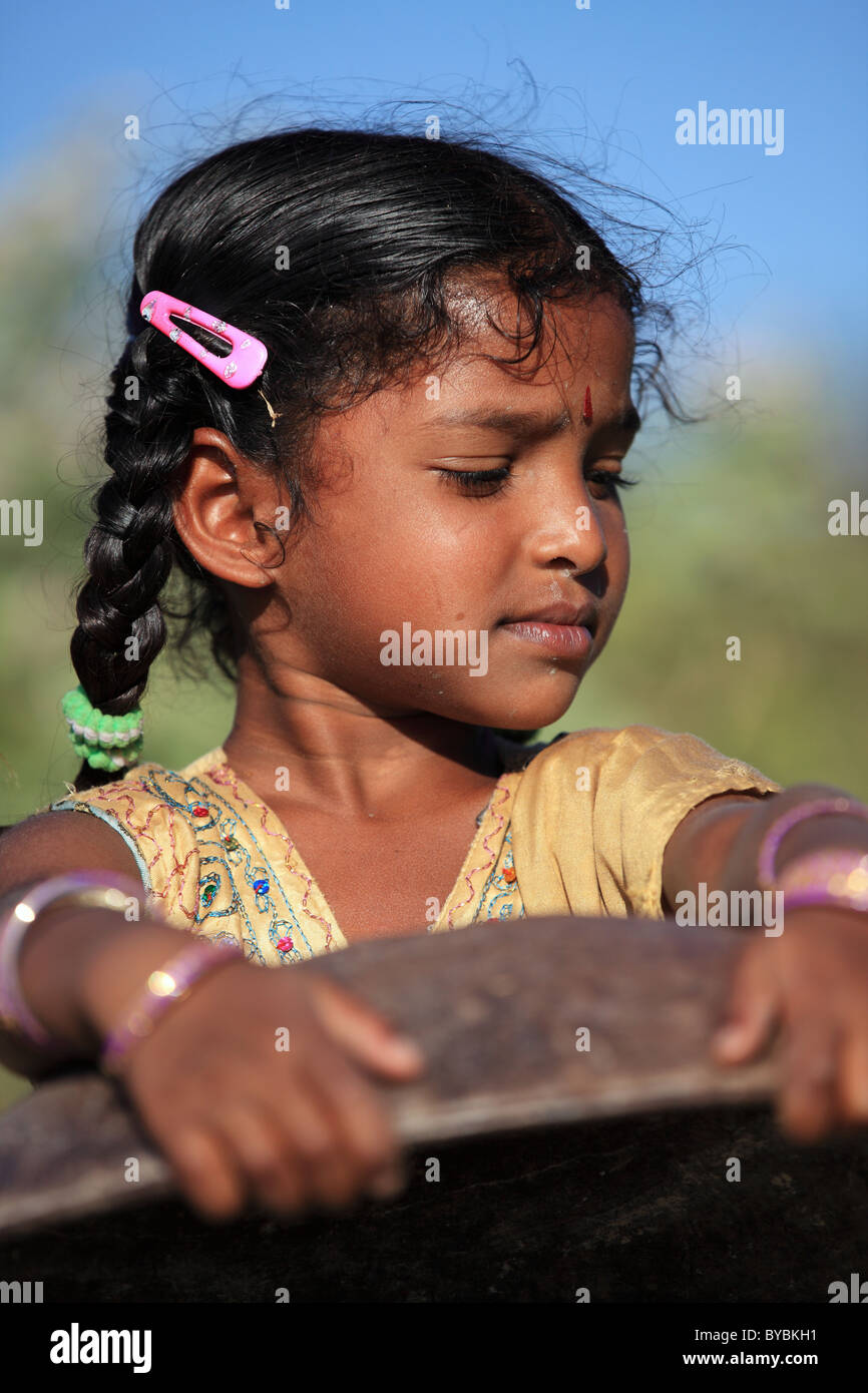 cute girl with pot Andhra Pradesh South India Stock Photo - Alamy