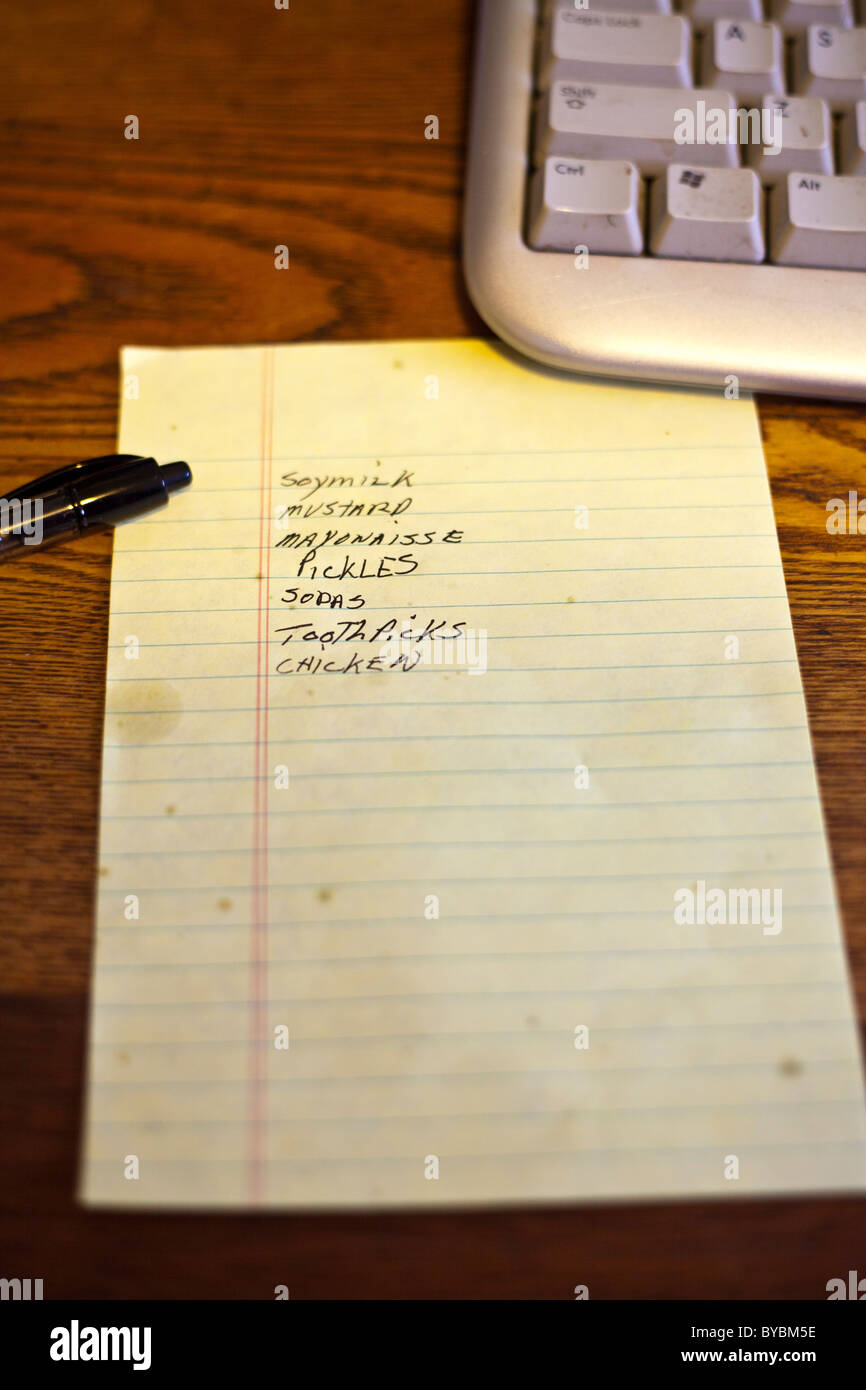 A grocery list Stock Photo Alamy