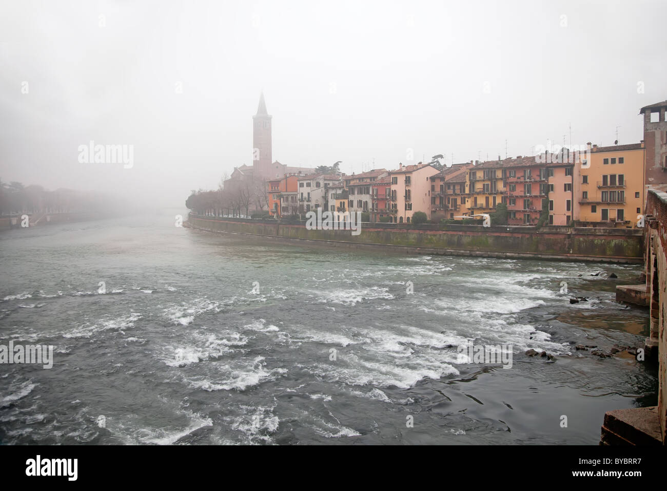 Fog above the river in Verona, Italy Stock Photo - Alamy