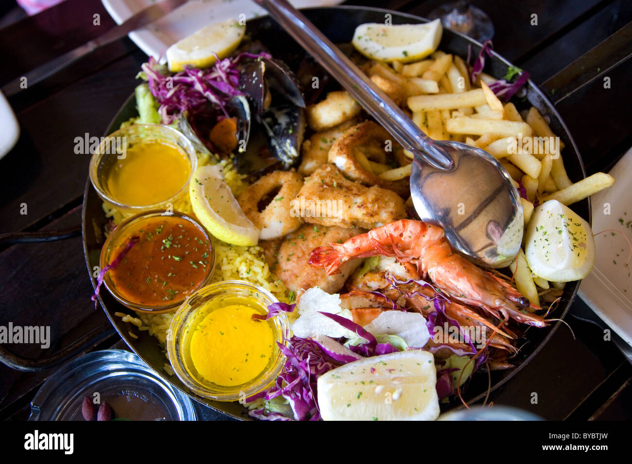 Happy Oyster Platter - Gordons Bay - Cape Town Stock Photo