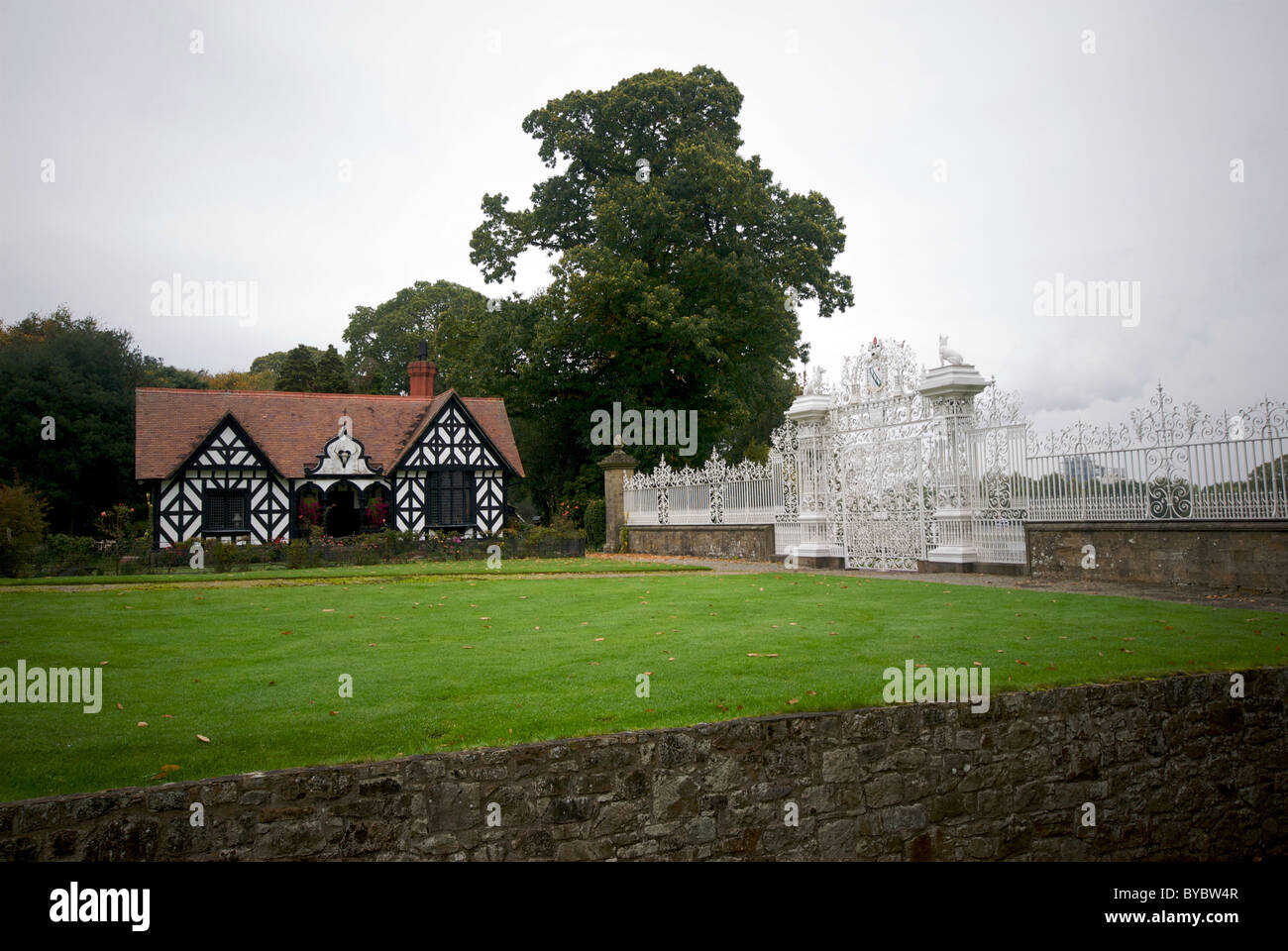 Chirk Castle Wrexham UK National Trust Property Main Entrance Gates Stock Photo Alamy