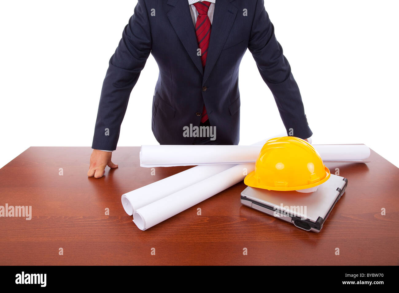 businessman architect at his office desk Stock Photo