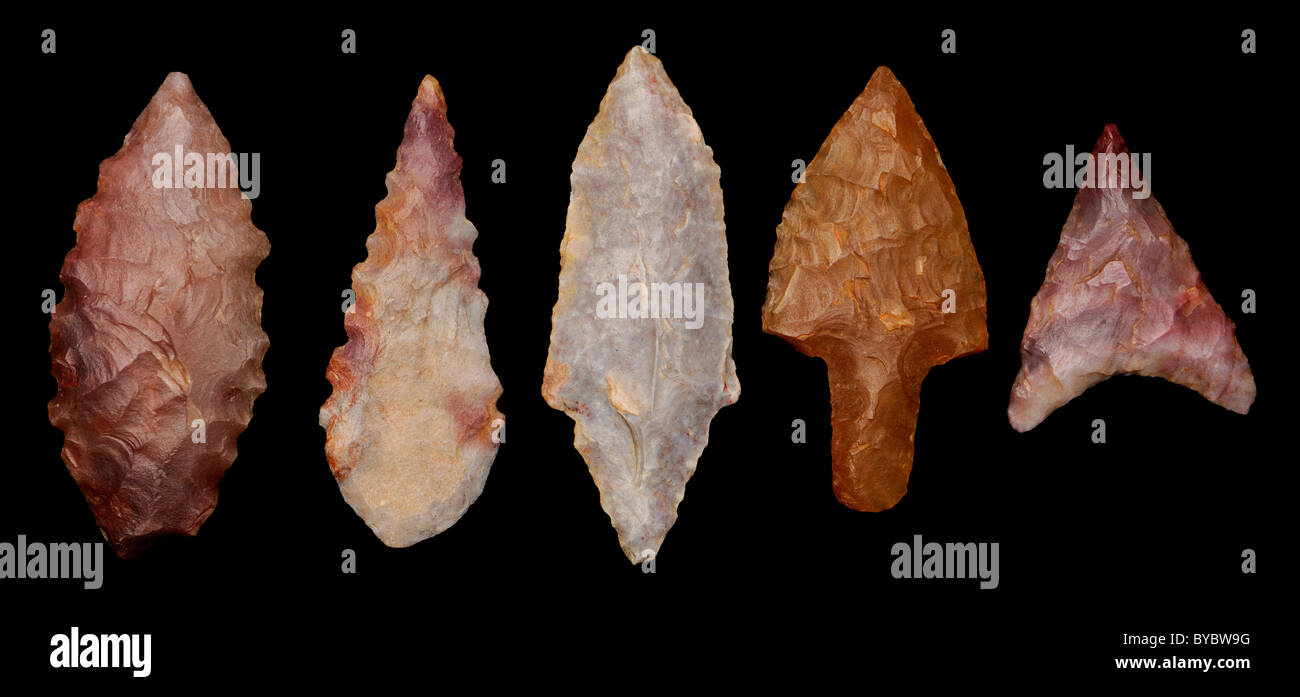 Neolithic Flint Arrowheads c4000BC (Sahara desert) Stock Photo